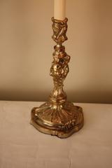 Electrified French Bronze Candlestick Lamp