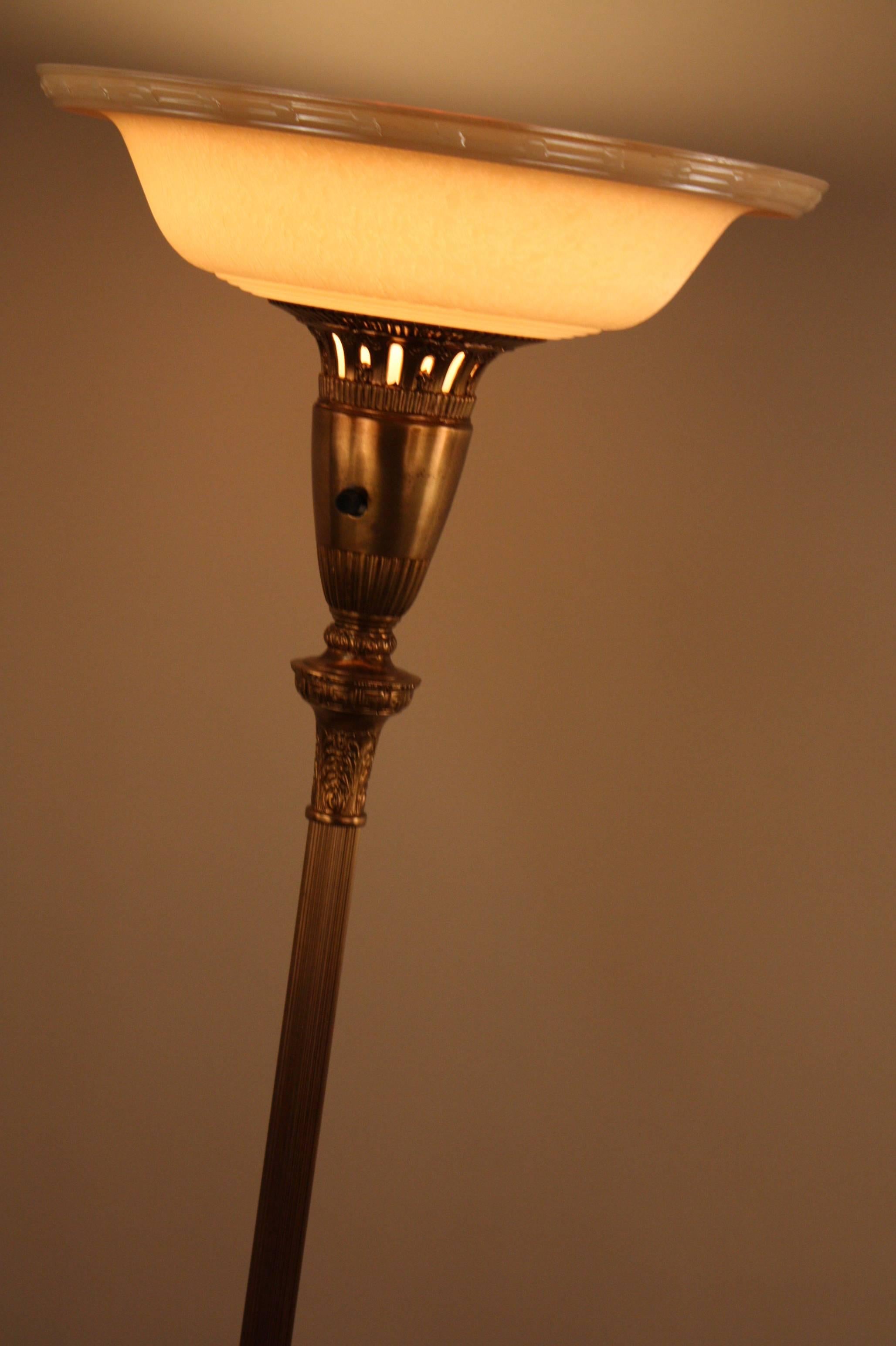 Art Deco American Torchiere Floor Lamp