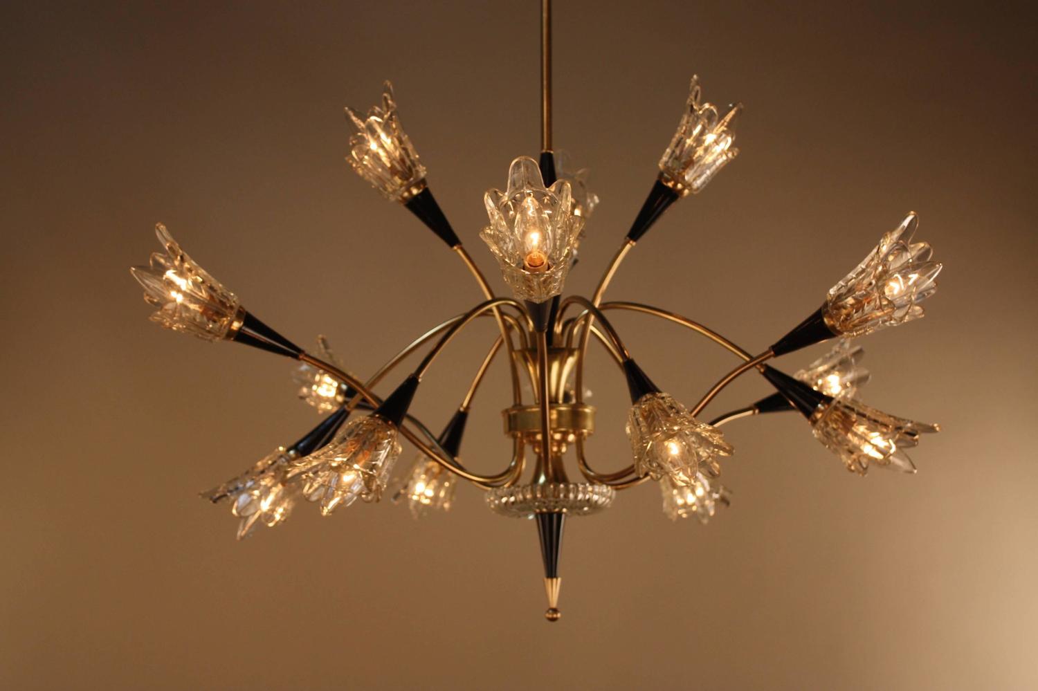 French MidCentury Sputnik Bronze Chandelier at 1stdibs