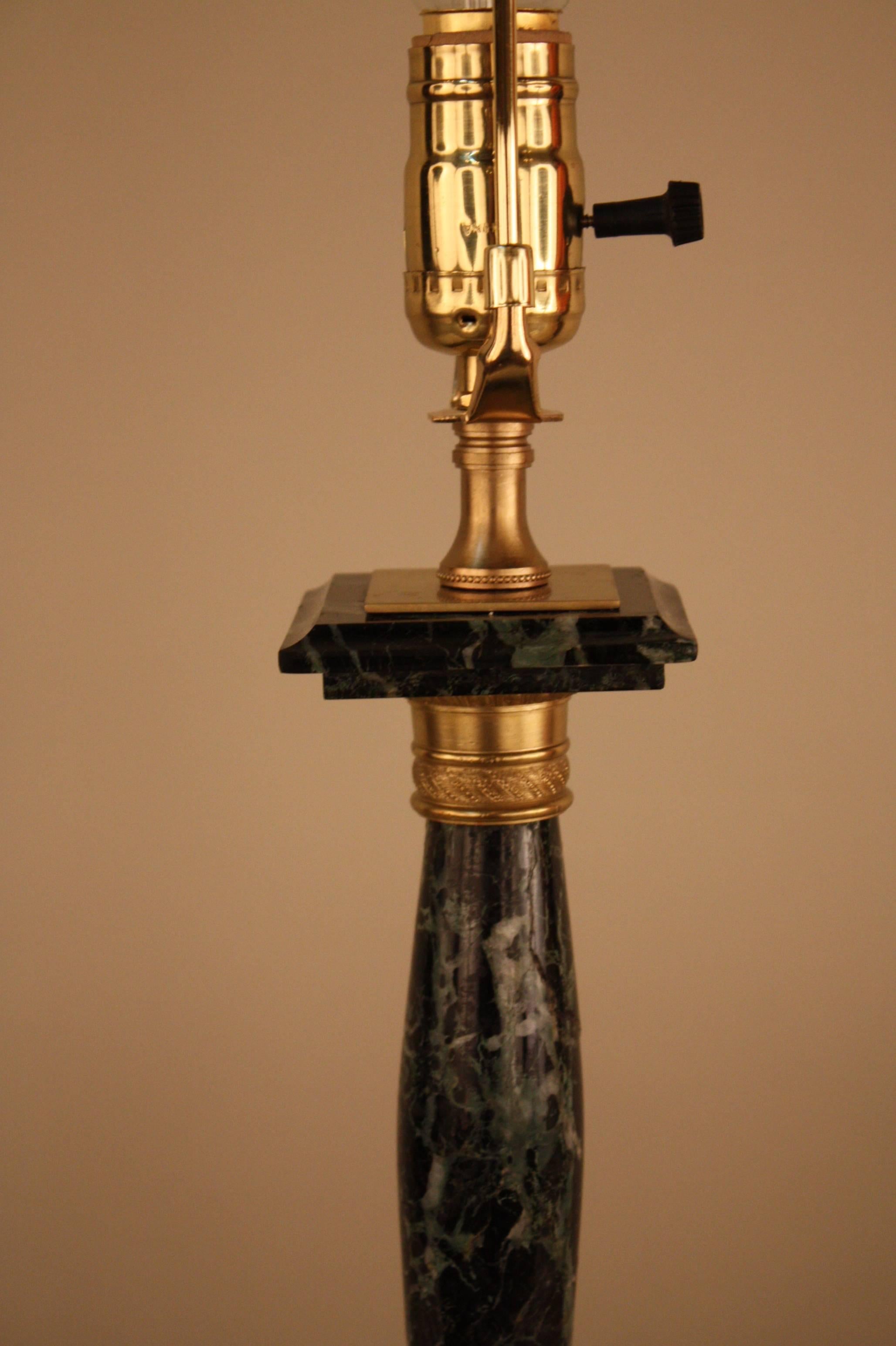 Pair of Empire Style Marble and Bronze Table Lamps 4
