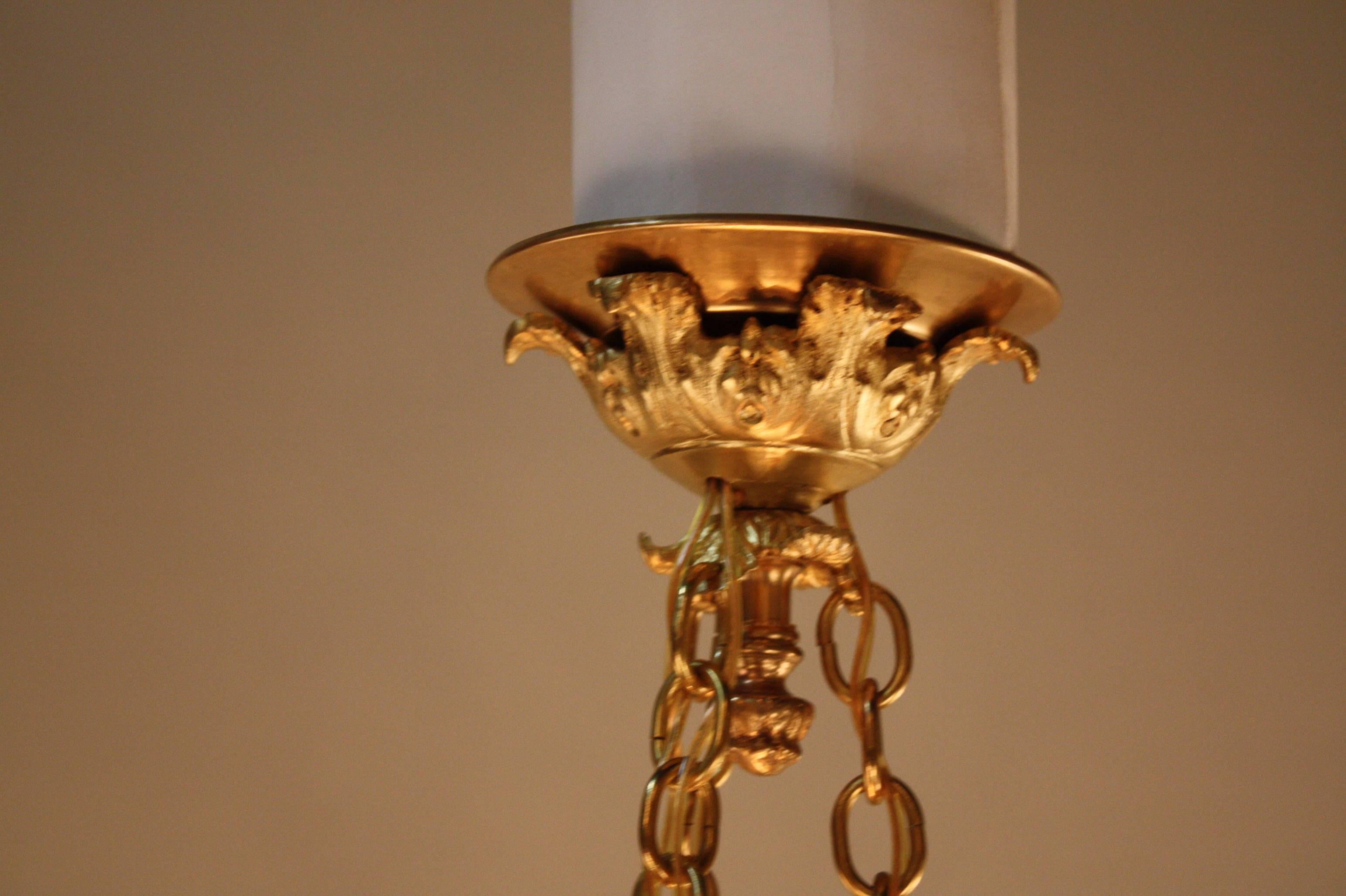 French Alabaster and Bronze Chandelier 4