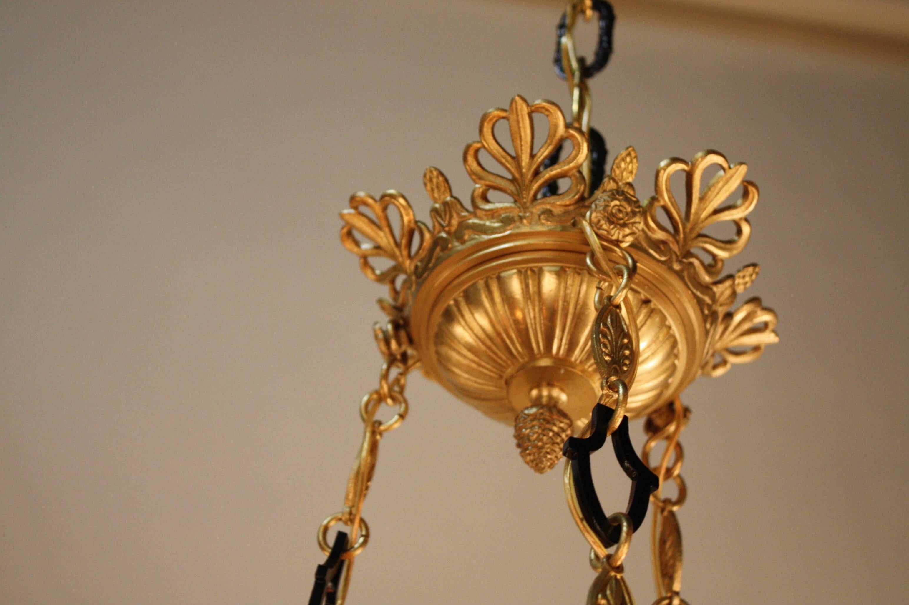 Early 20th Century Elegant French Bronze Empire Chandelier