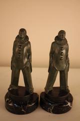 Pair of French Art Deco Pierrot Bookends by Max Le Verrier