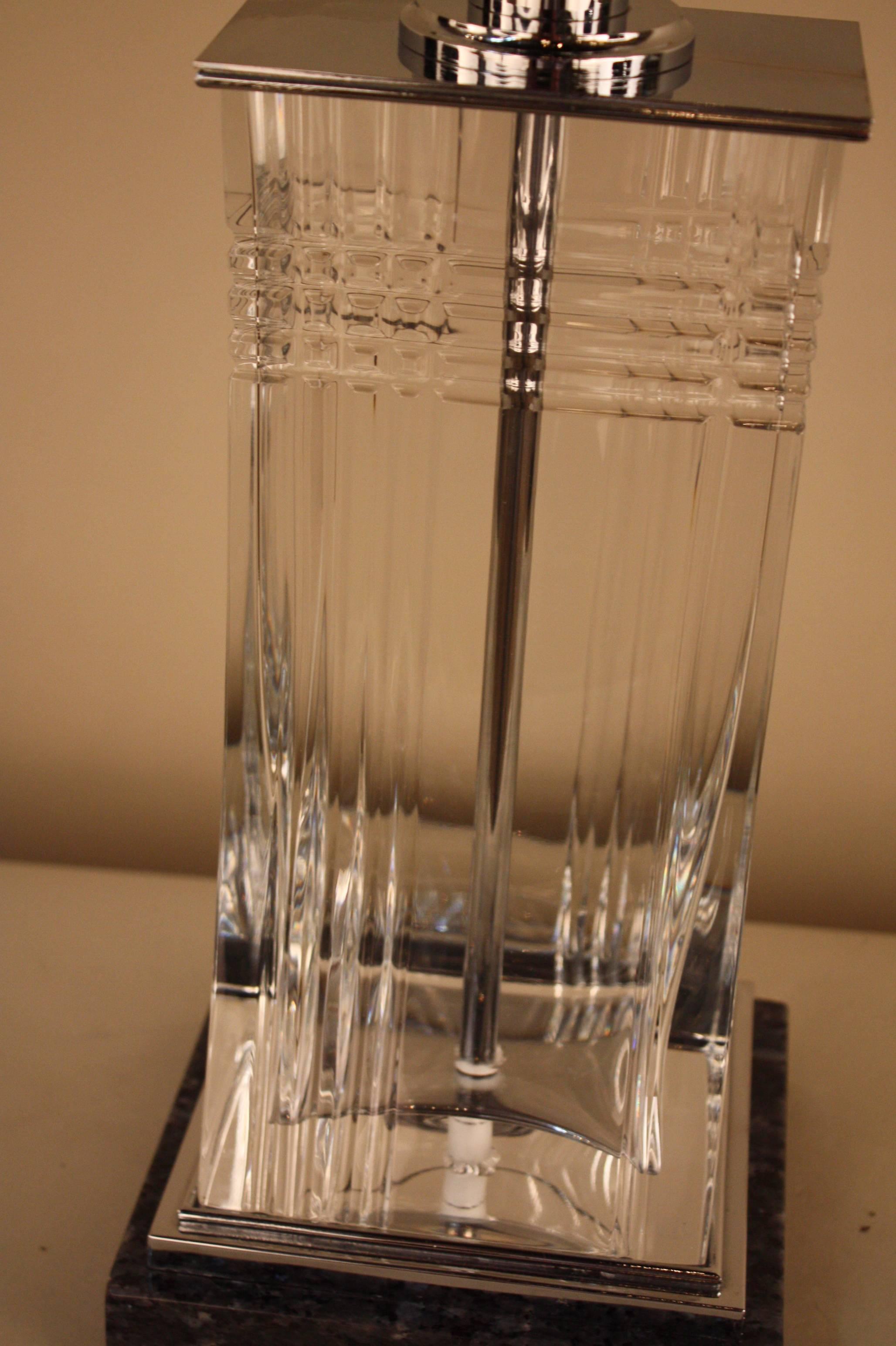 Fabulous Clear Cut Crystal Table Lamp by Baccarat In Good Condition In Fairfax, VA