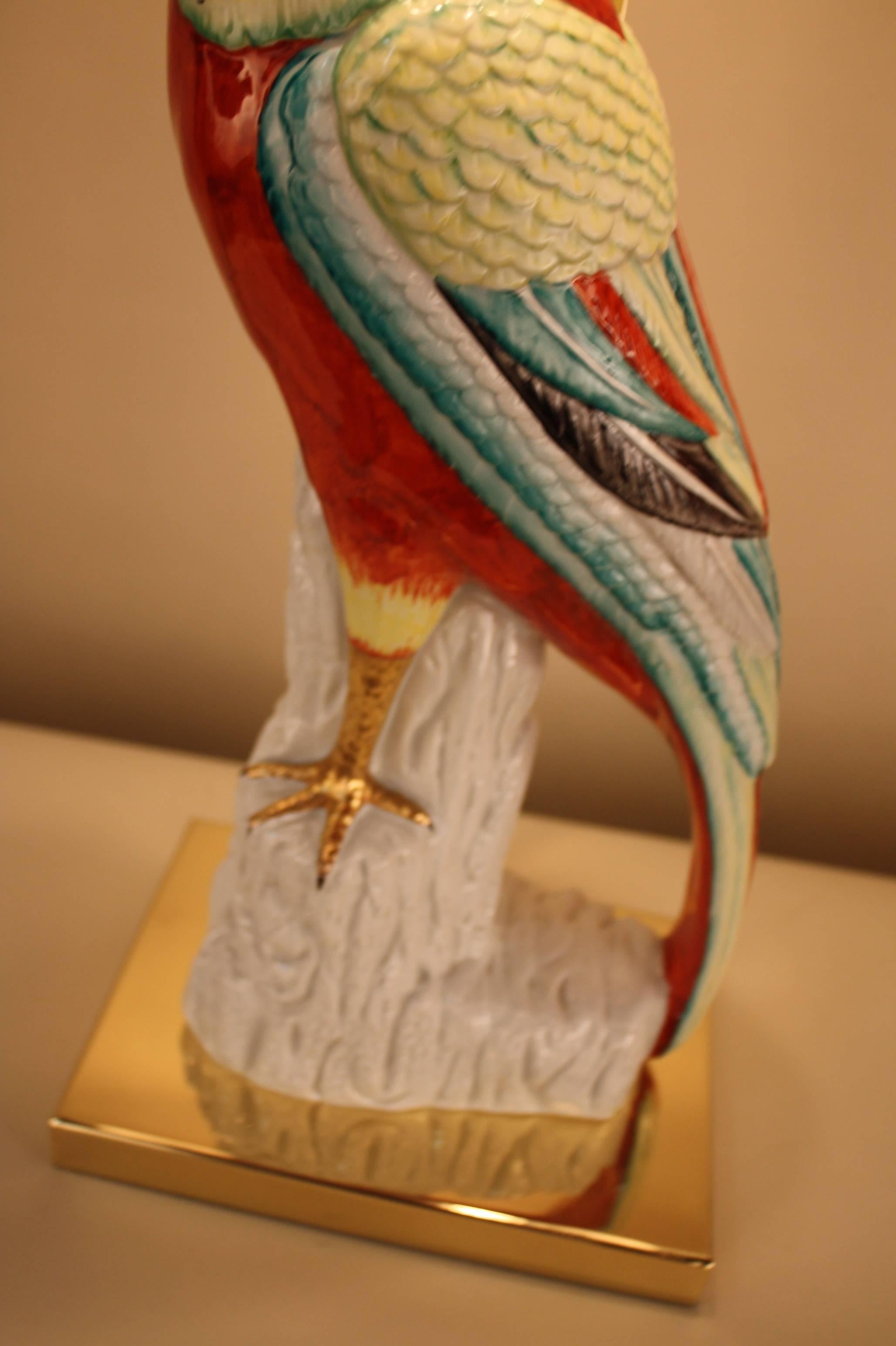 Polished Unique Italian Porcelain Bird Table Lamp