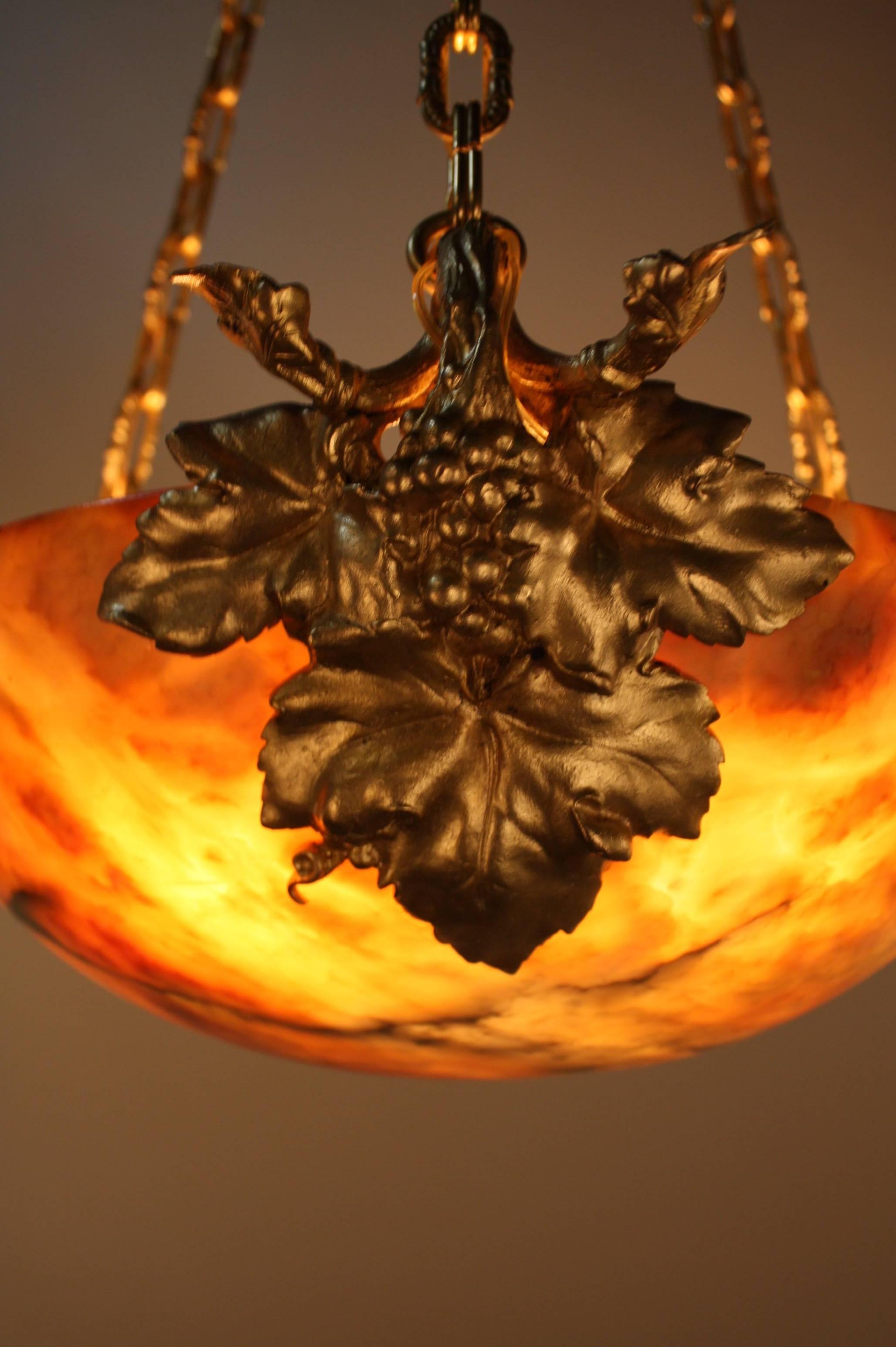 French Alabaster and Bronze Chandelier 3