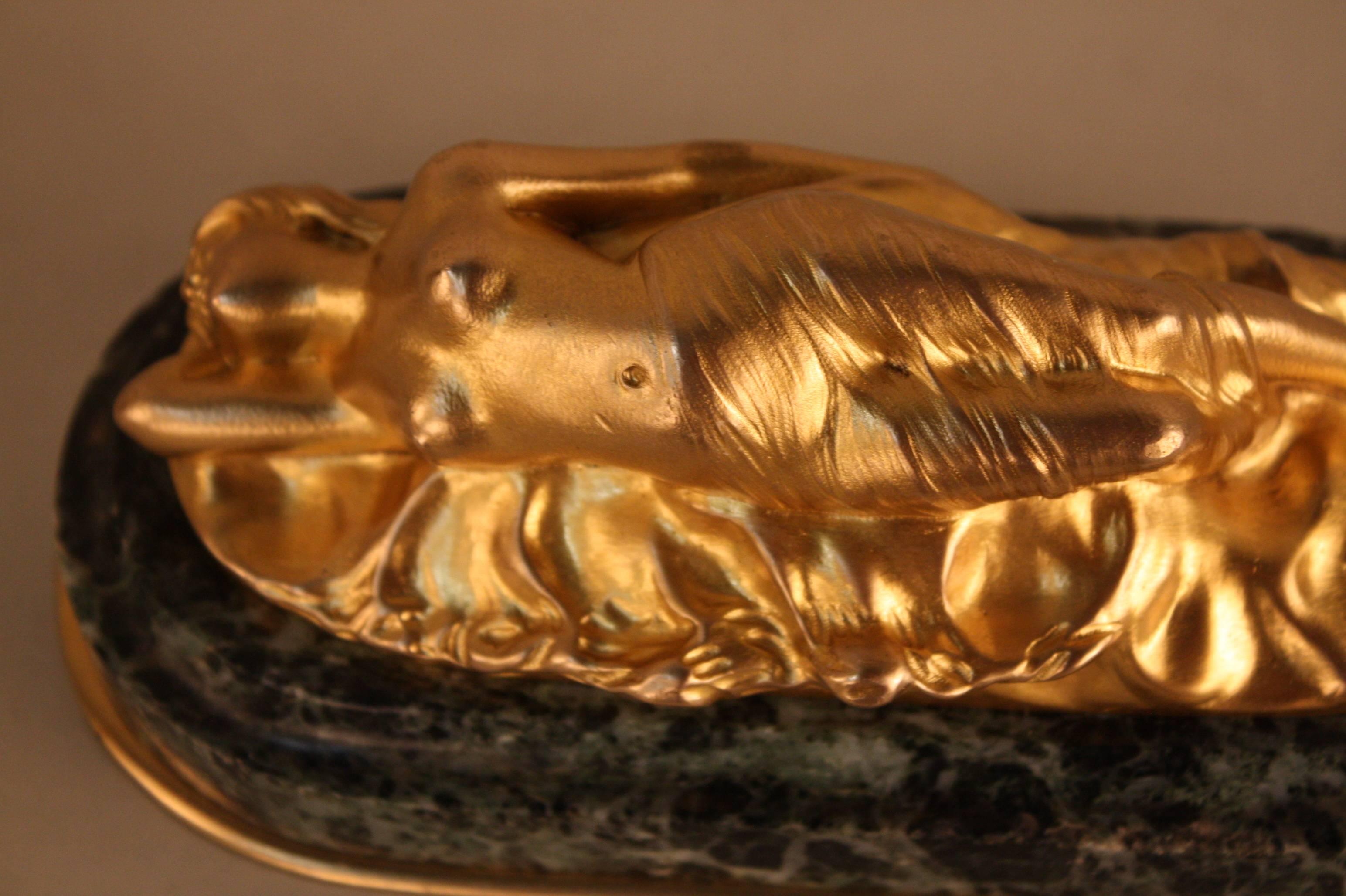 Art Nouveau Sleeping Bacchante Bronze by J. Garnier