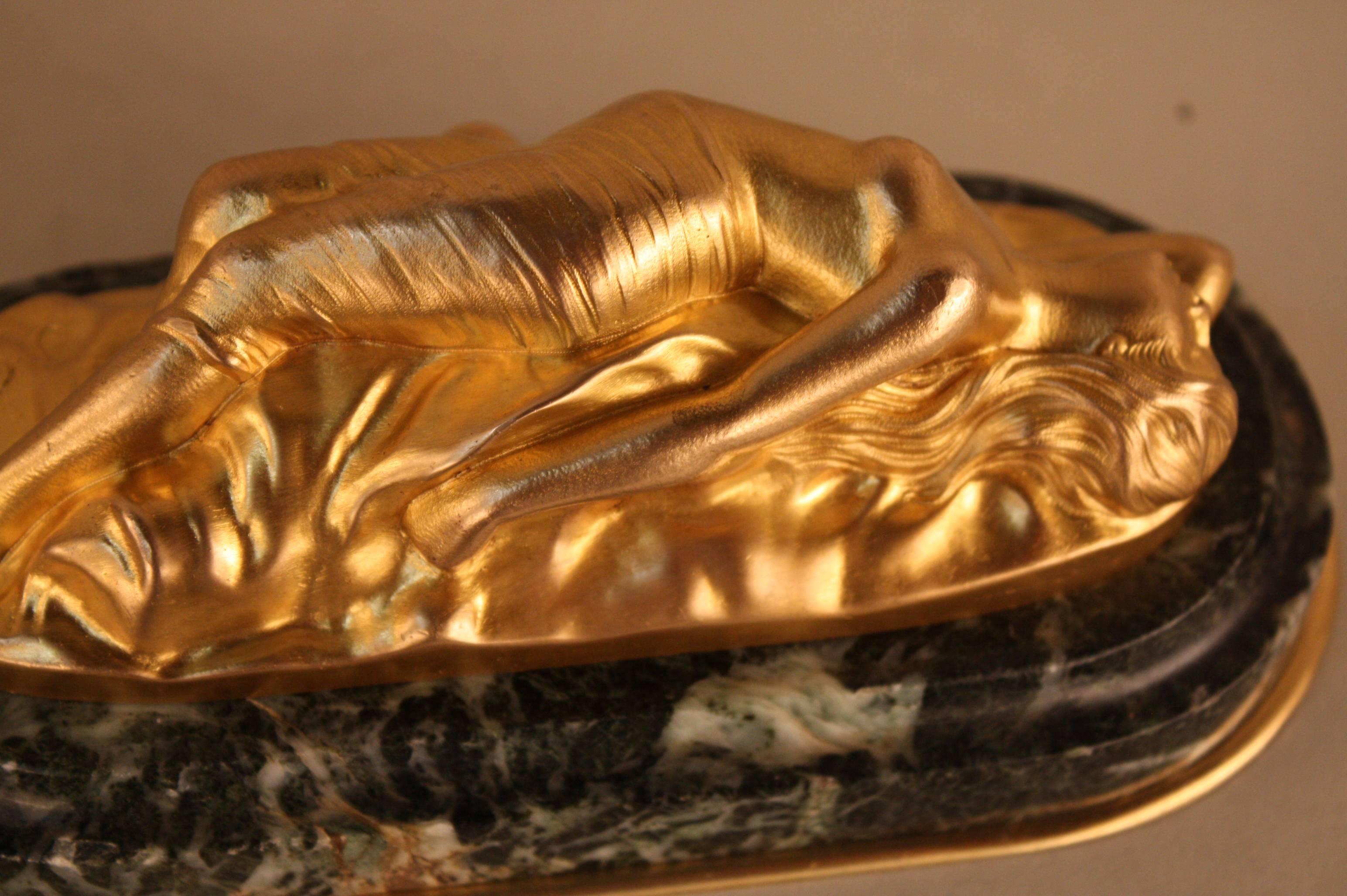 French Sleeping Bacchante Bronze by J. Garnier
