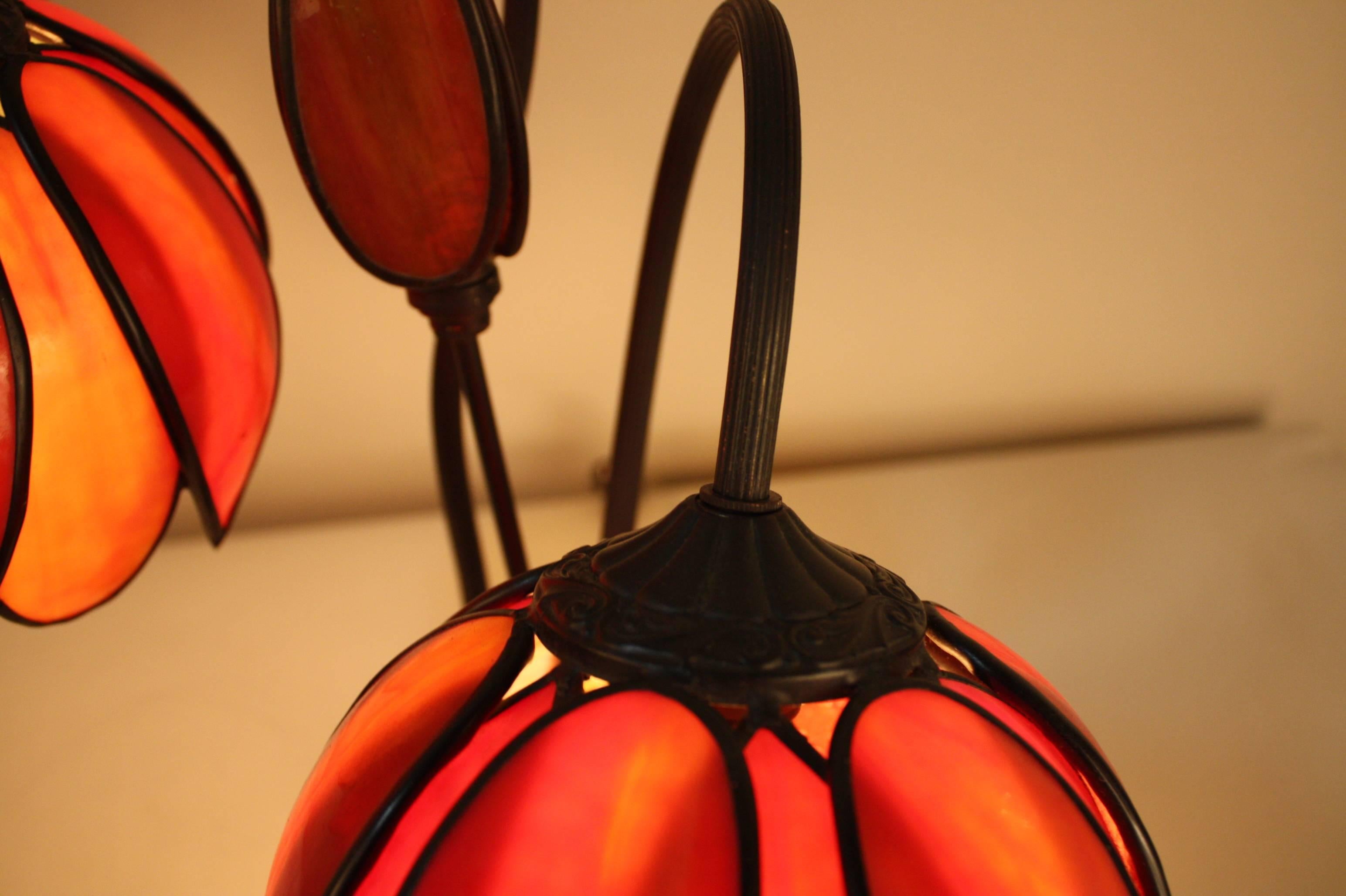 Bronze Art Nouveau Double Tulip Desk Lamp by Handel
