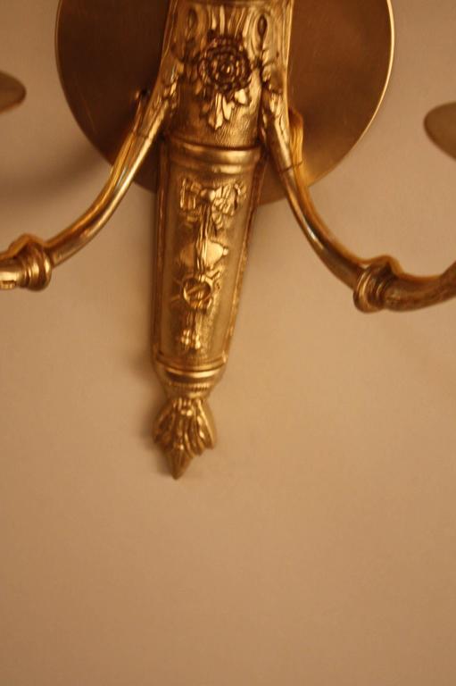 Elegant Pair of French Bronze Wall Sconces For Sale at 1stdibs