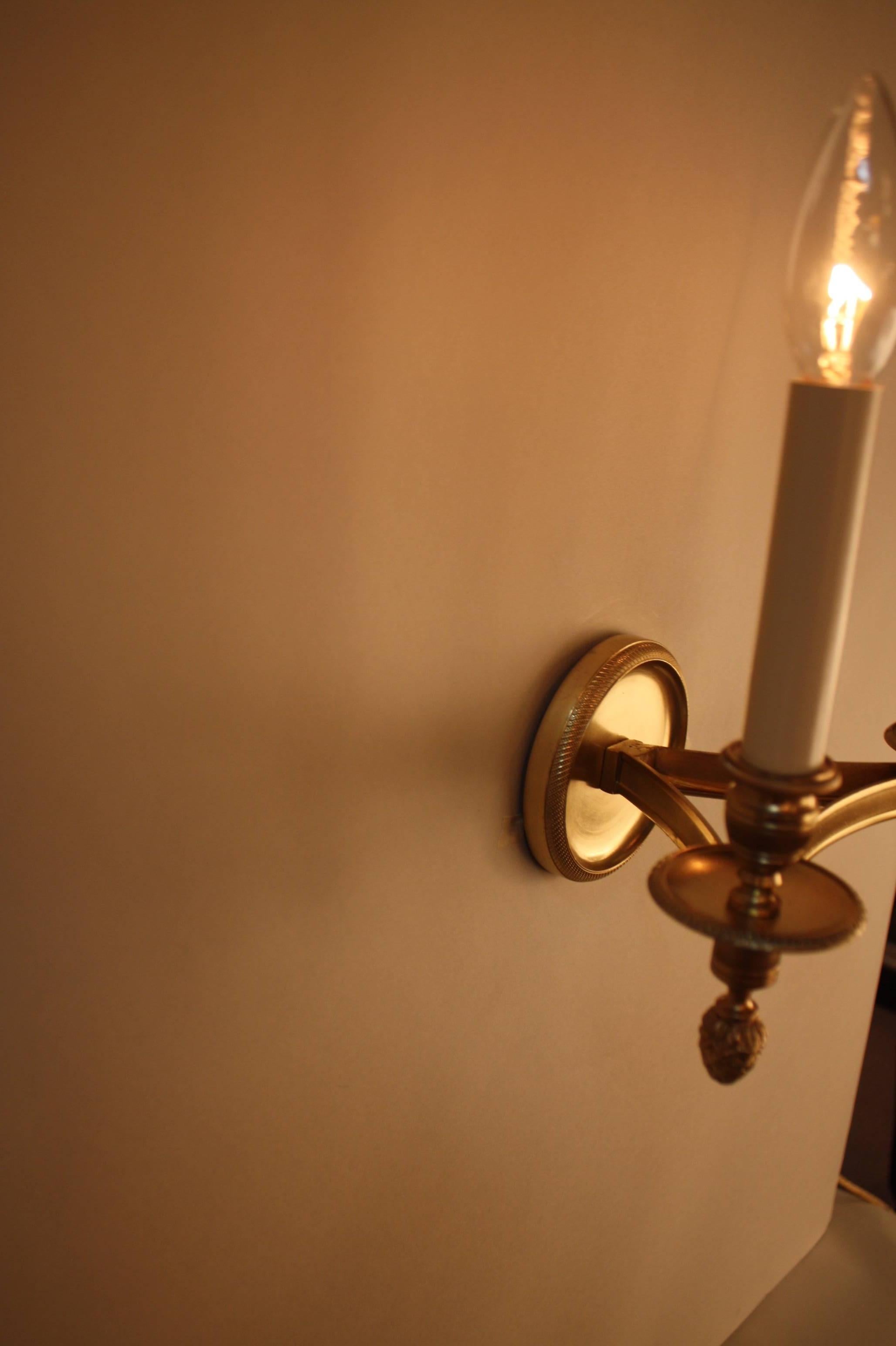 Pair of Classic Design Bronze Wall Sconces by Maison Charles 3