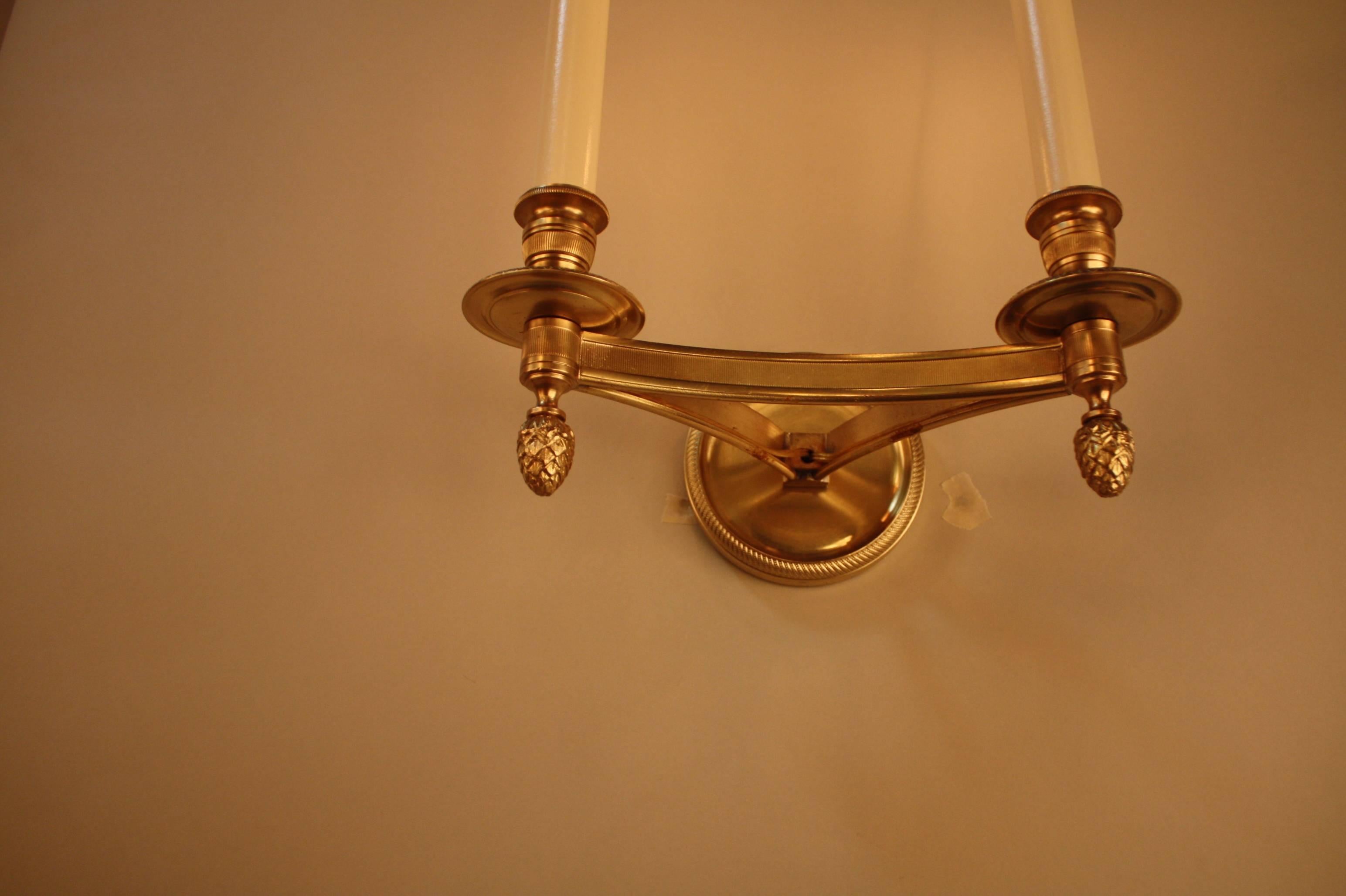 Pair of Classic Design Bronze Wall Sconces by Maison Charles 2