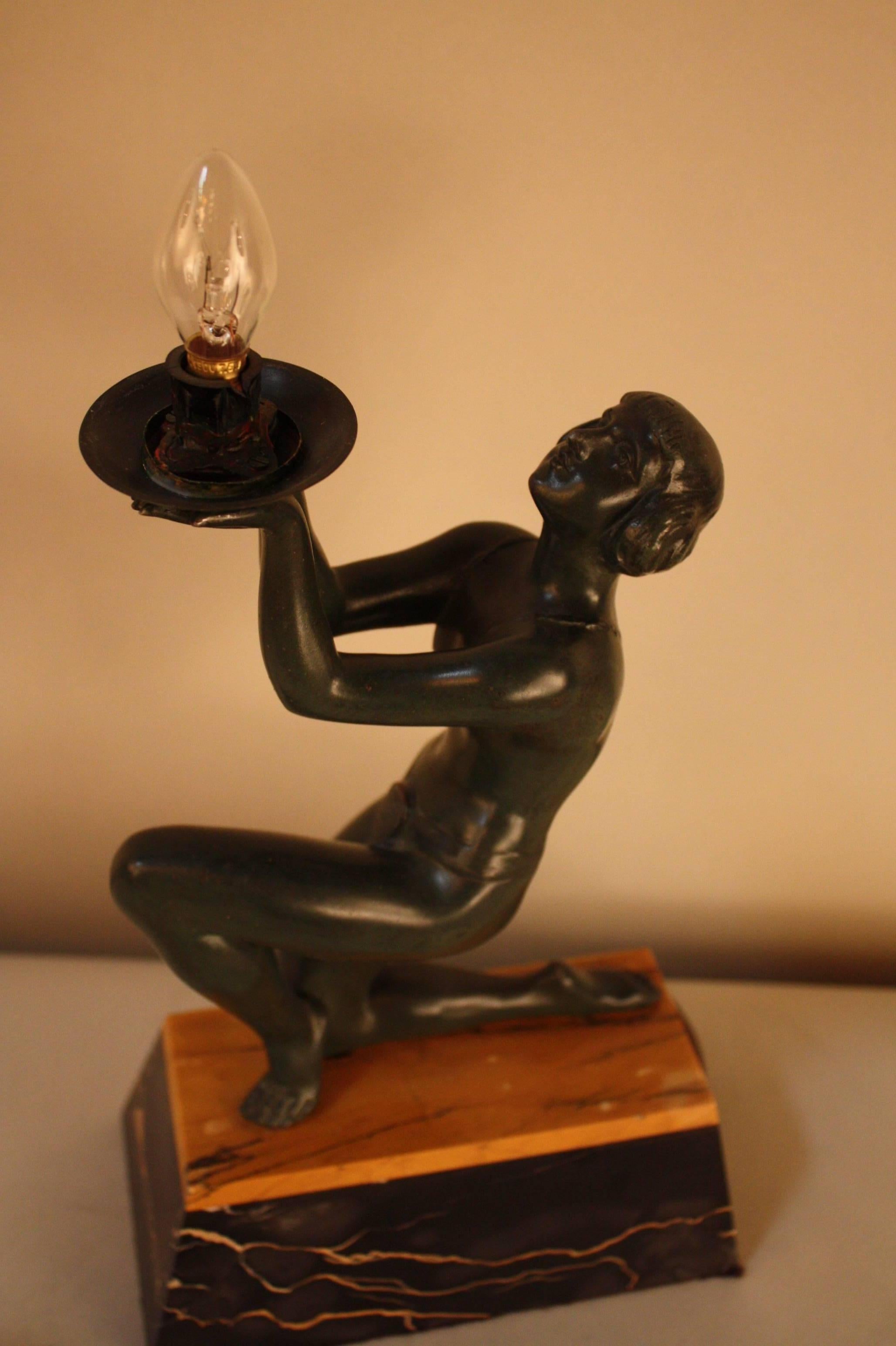 Stunning French Art Deco Figure Table Lamp 1