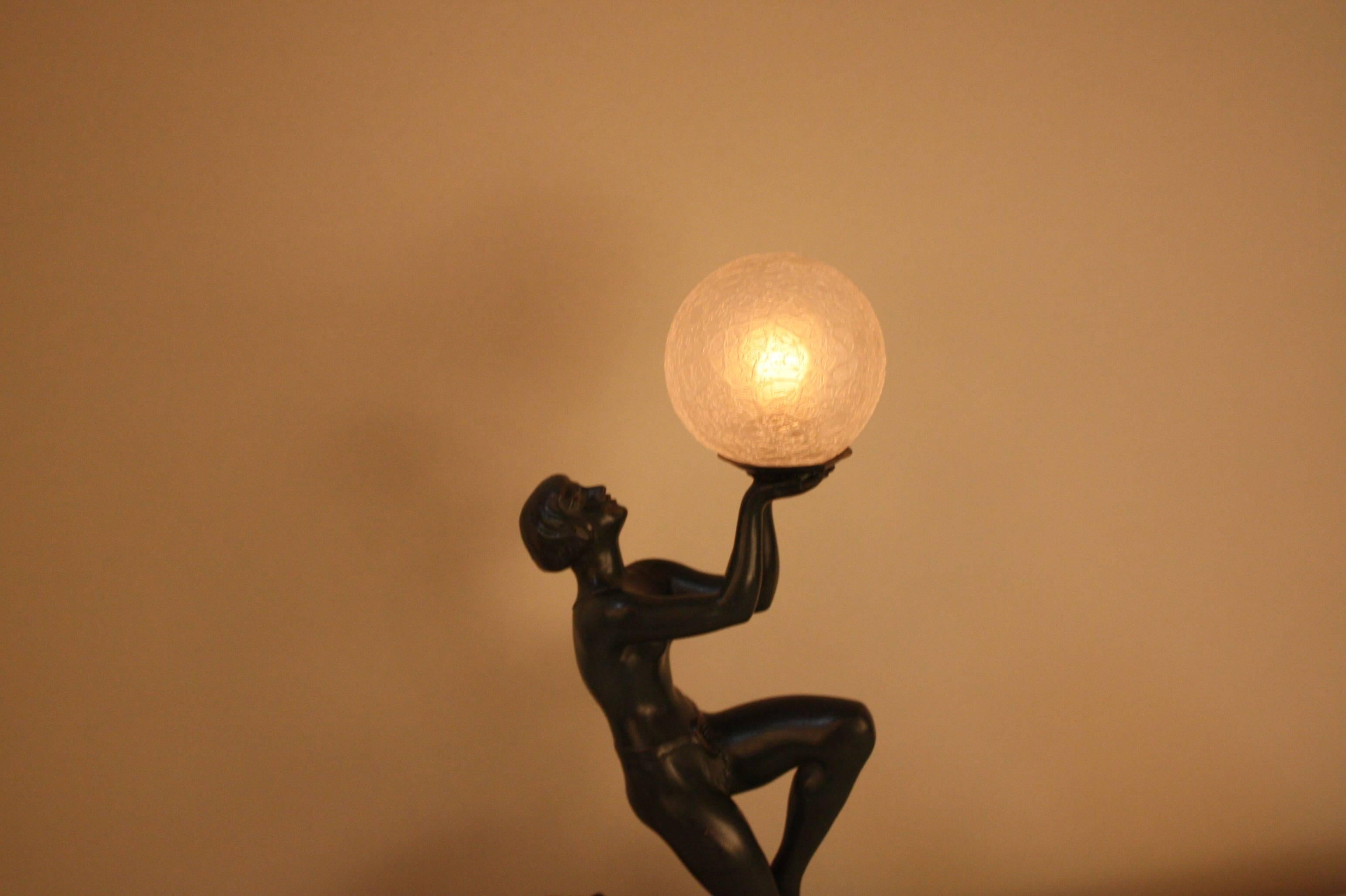 Painted Stunning French Art Deco Figure Table Lamp