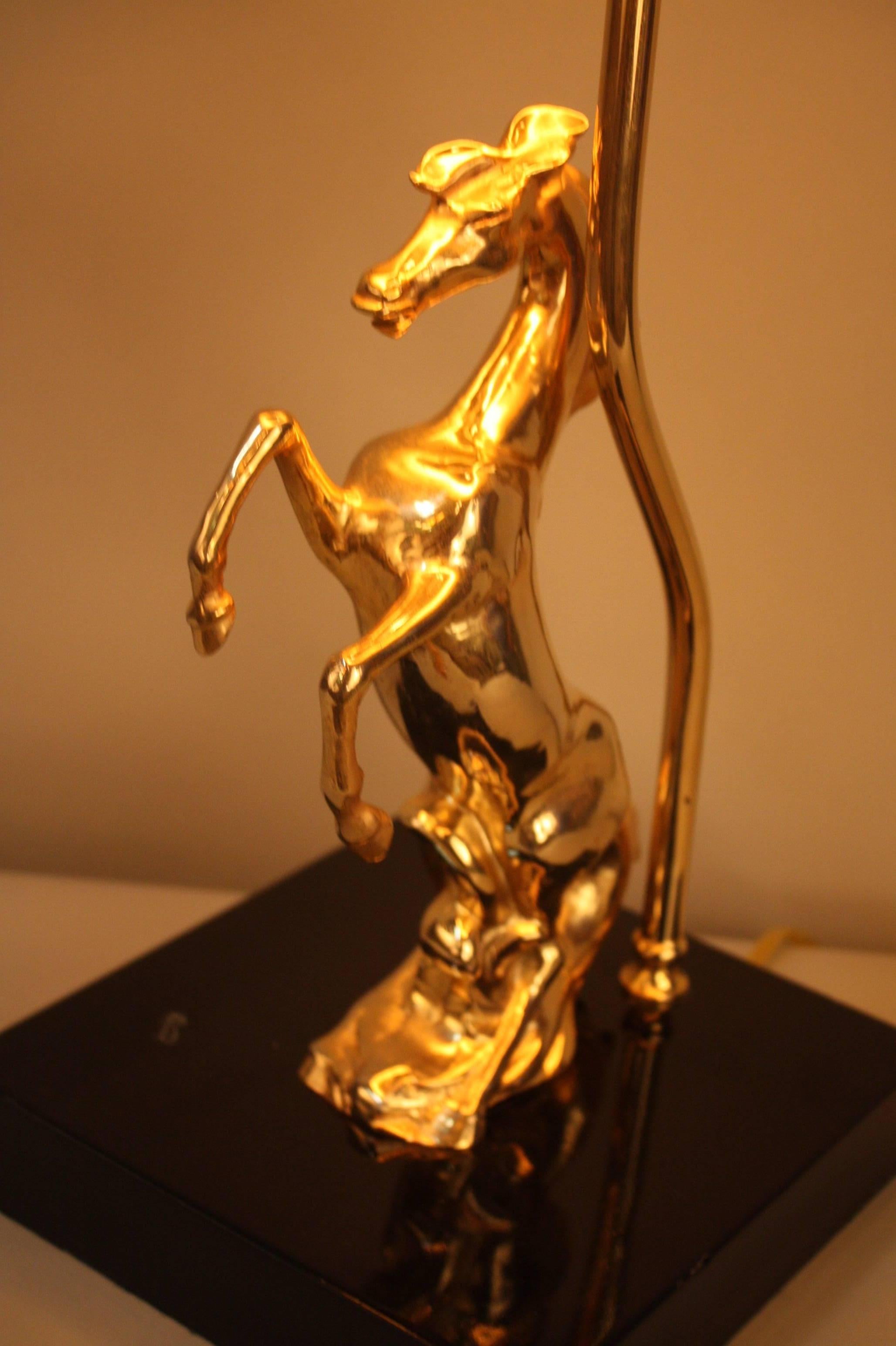 French Polished Bronze Horse Table Lamp