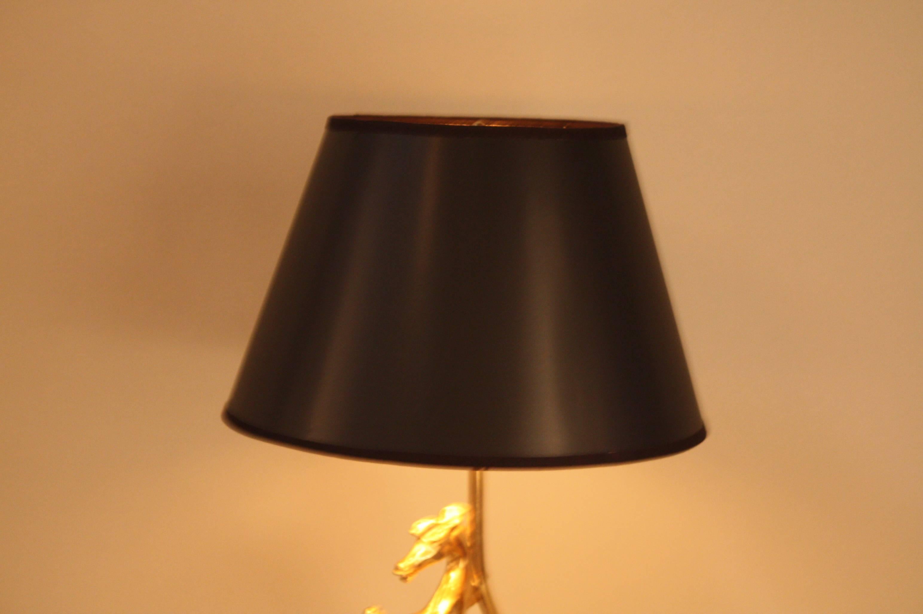 Late 20th Century Polished Bronze Horse Table Lamp