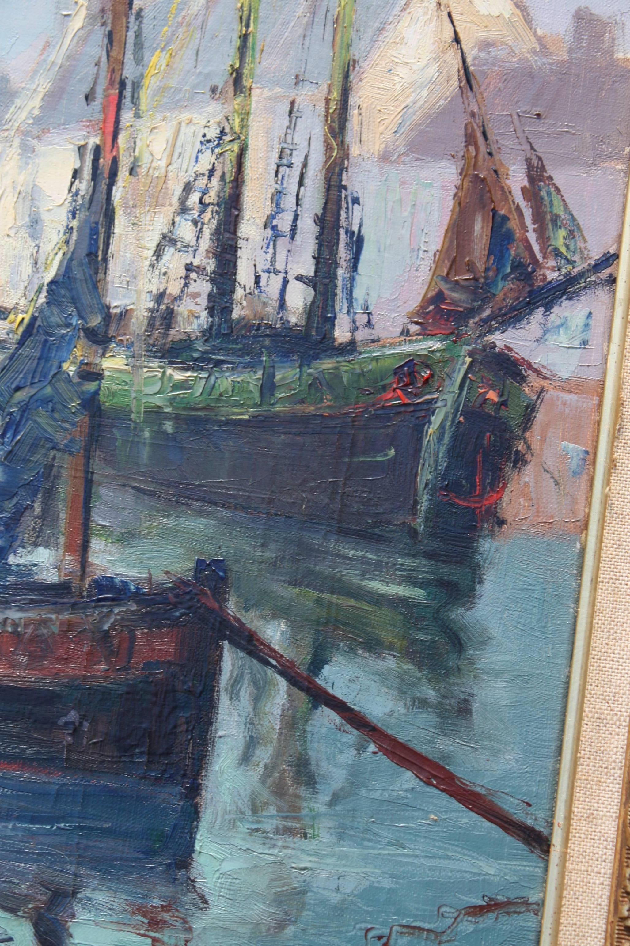 French Impressionist Painting, Subject 'Boats on the Sea' In Good Condition In Fairfax, VA