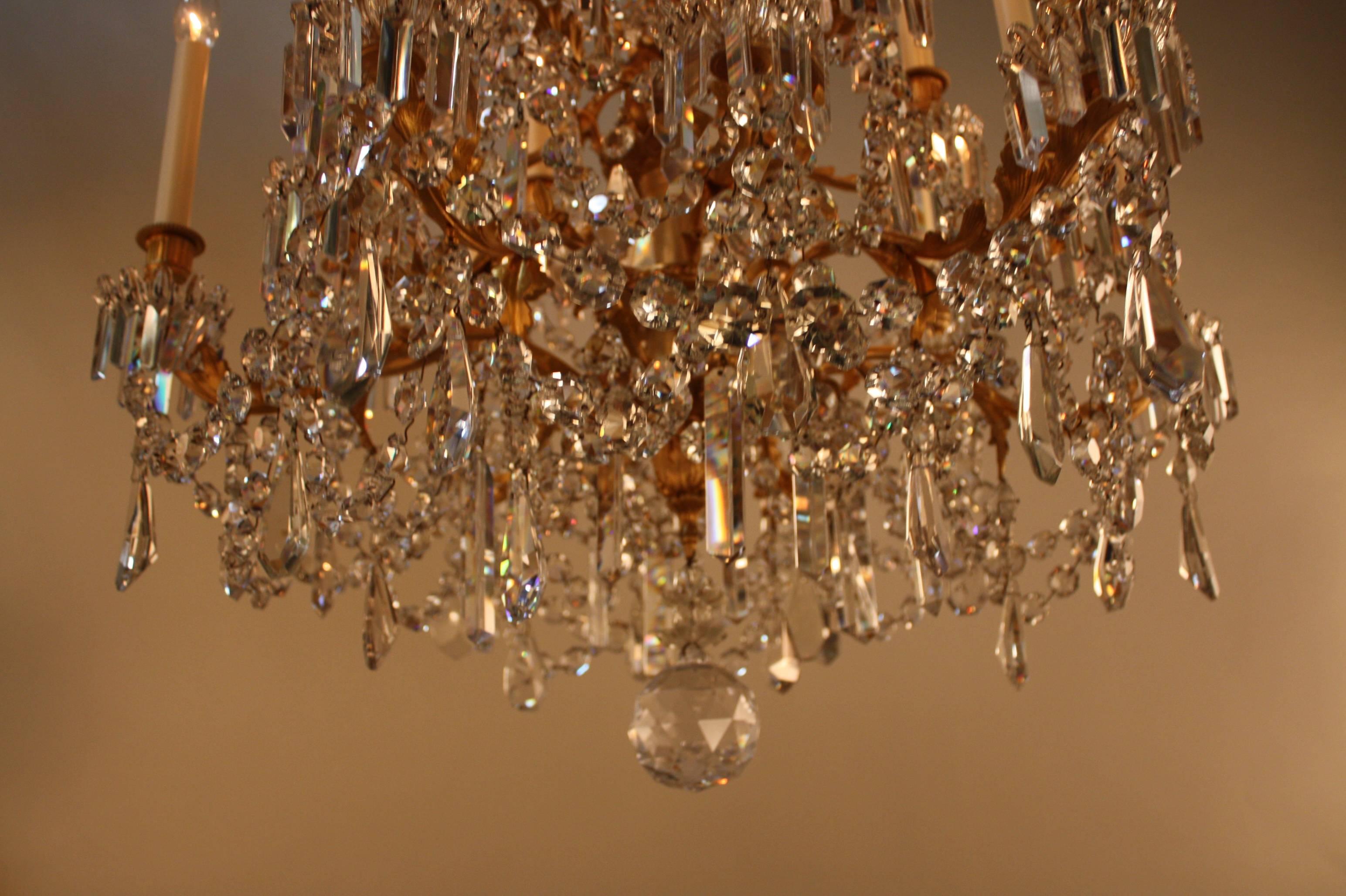 19th Century French Crystal and Bronze Doré Chandelier by Baccarat  In Good Condition In Fairfax, VA