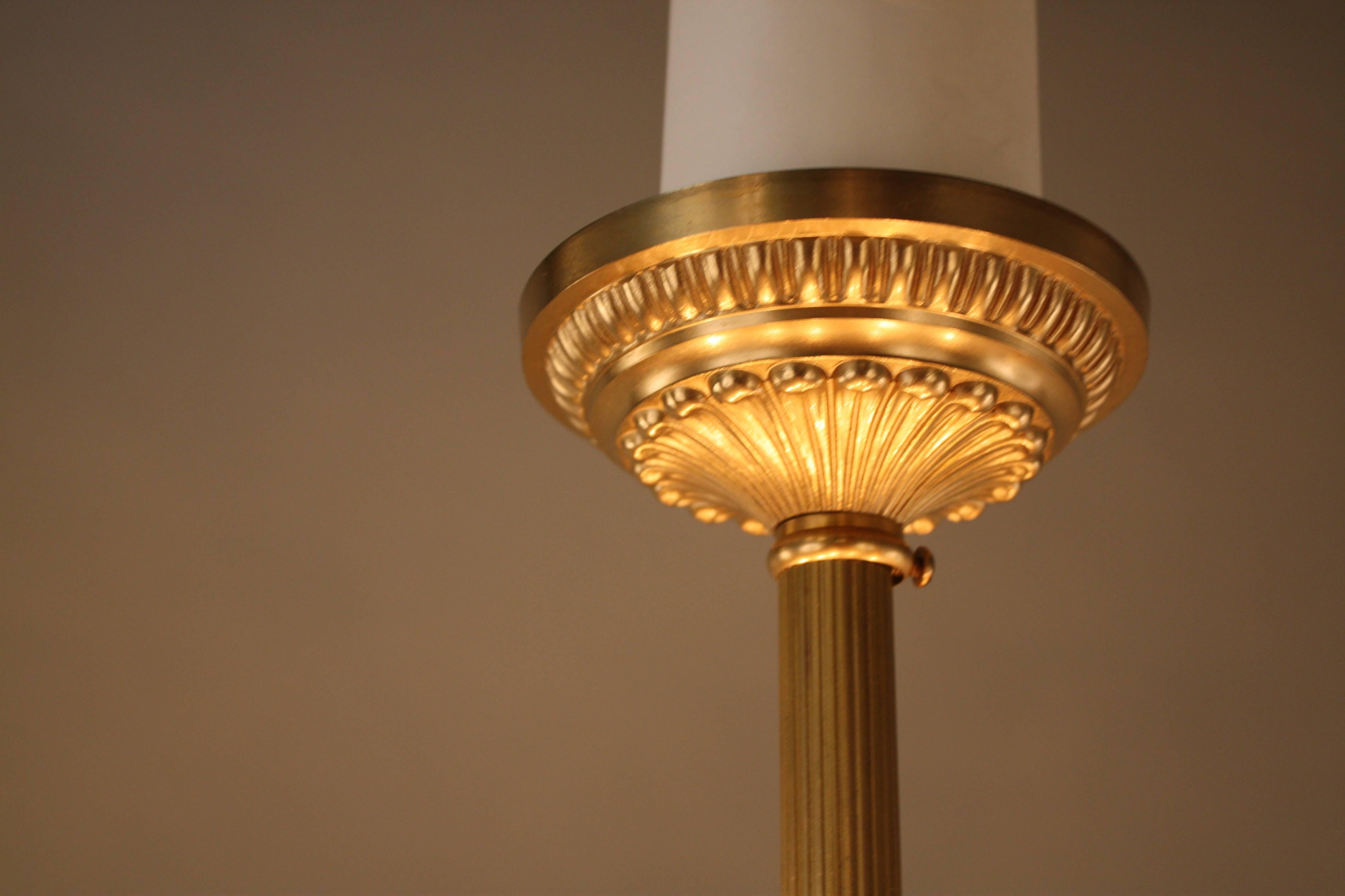 French Crystal Basket and Bronze Semi Flush Mount Chandelier 2