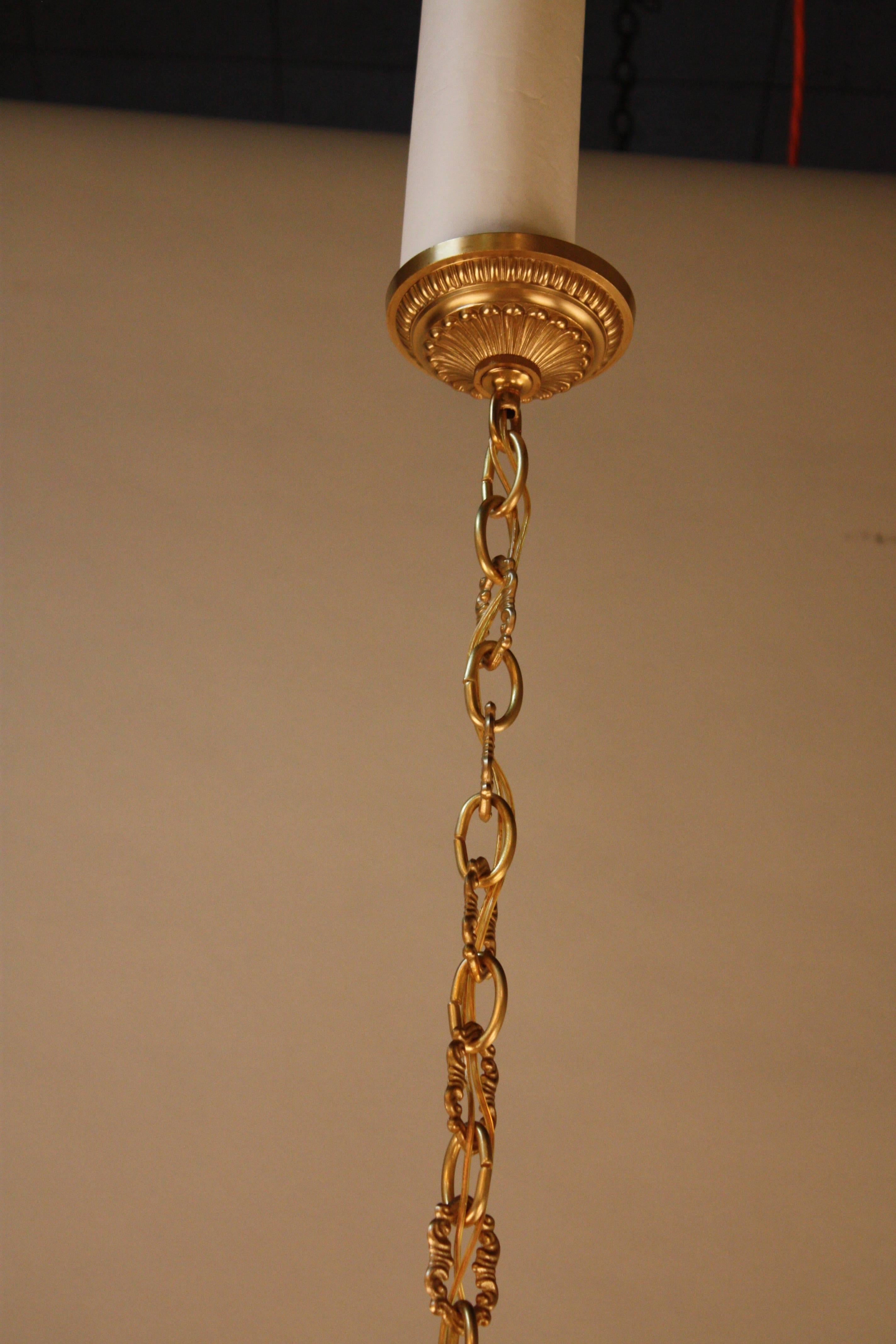 French Bronze and Crystal Basket Louis XVI Style Chandelier 3