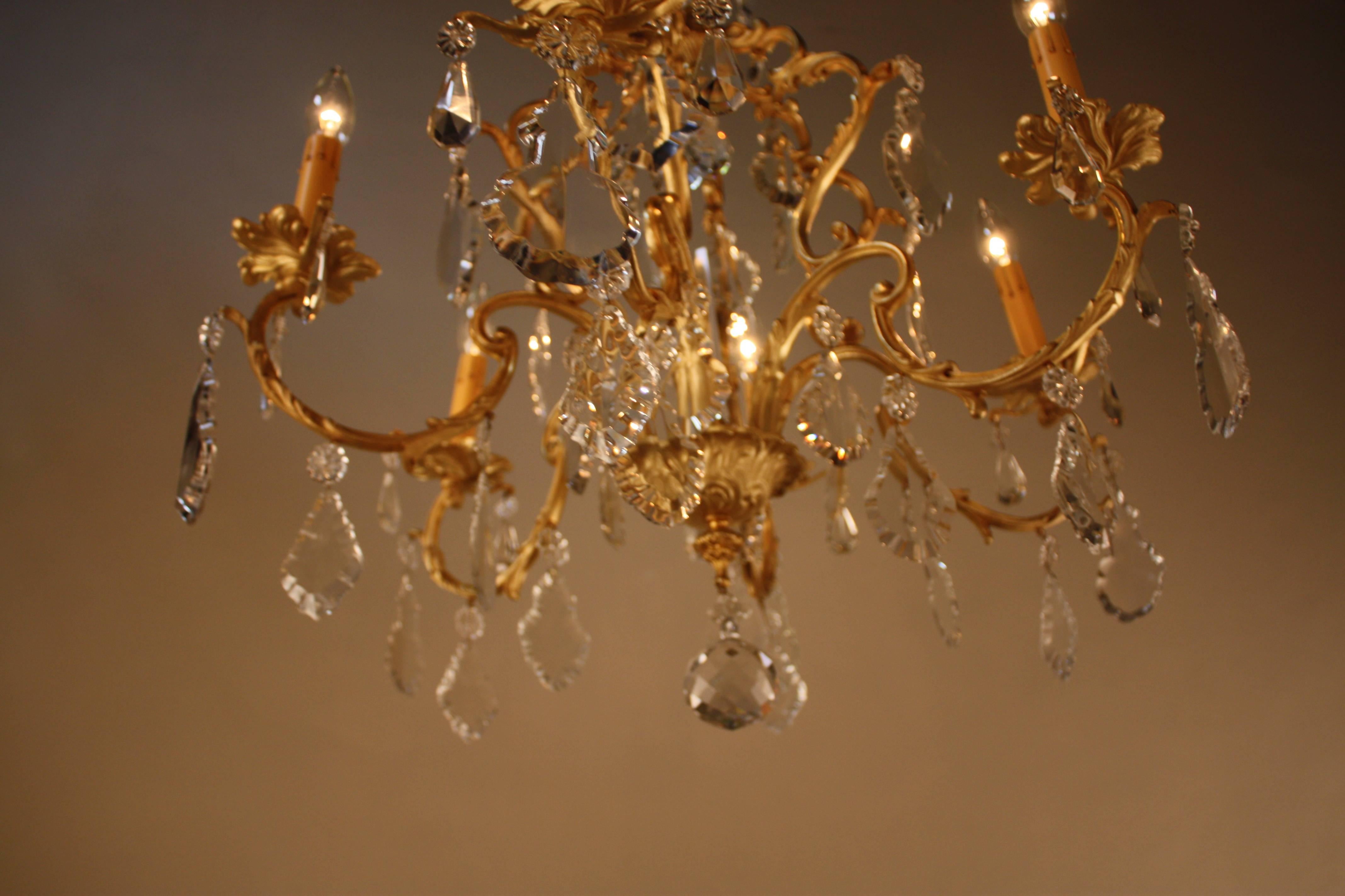 French Crystal and Bronze Chandelier 2