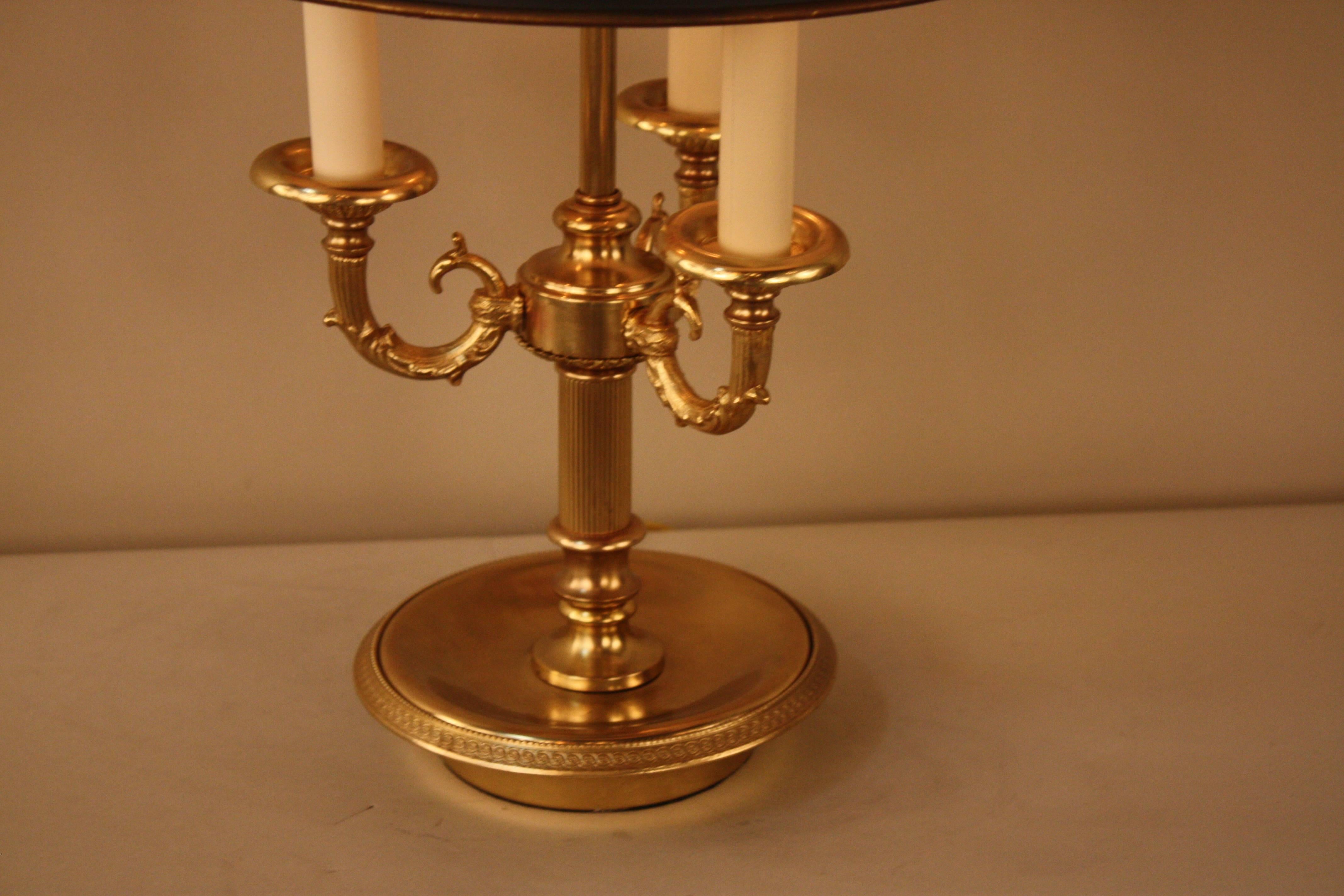 Painted French Bronze Bouillotte Desk Lamp