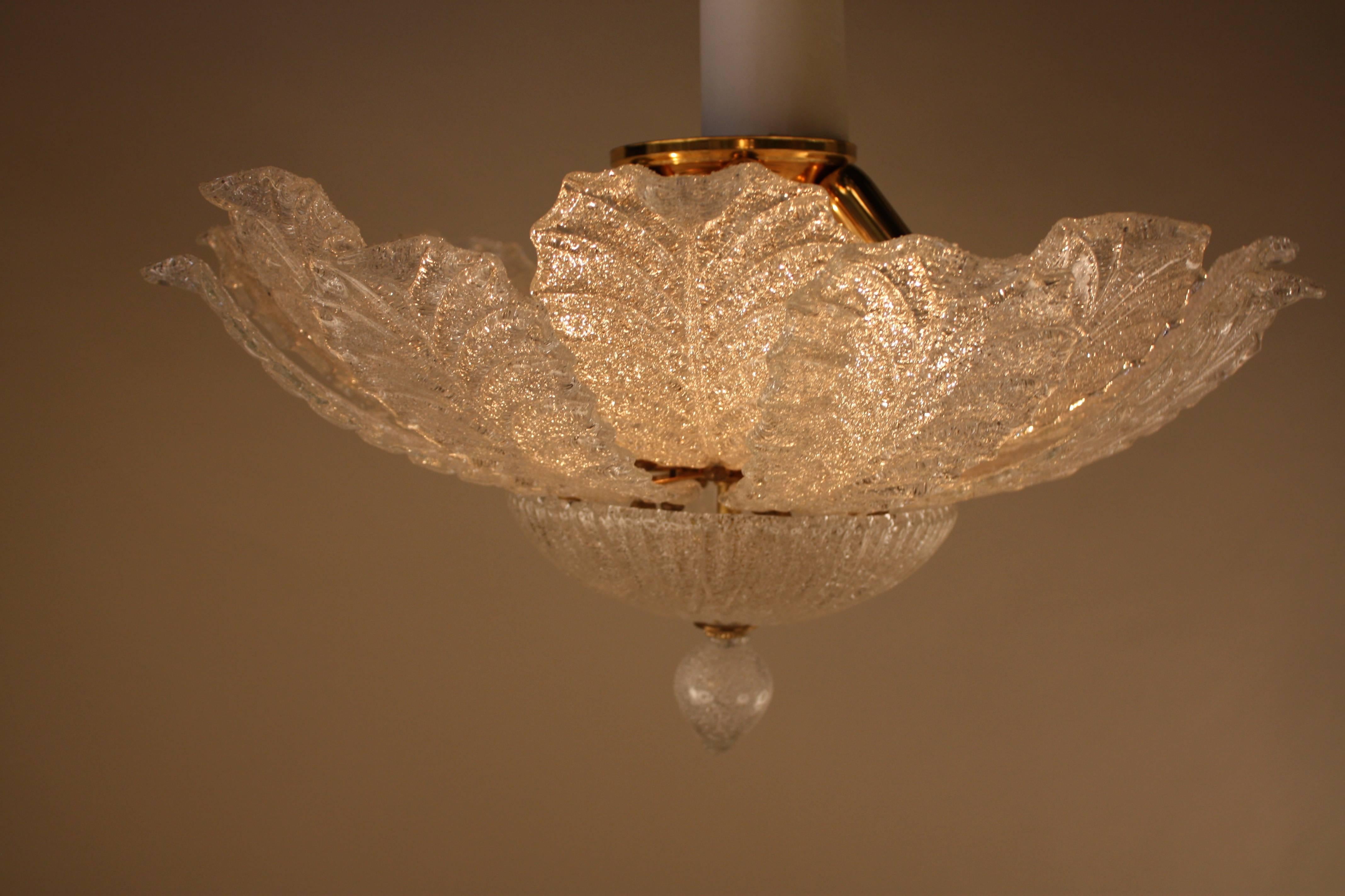 Flush Mount Murano Glass Chandelier by Barovier & Toso 2