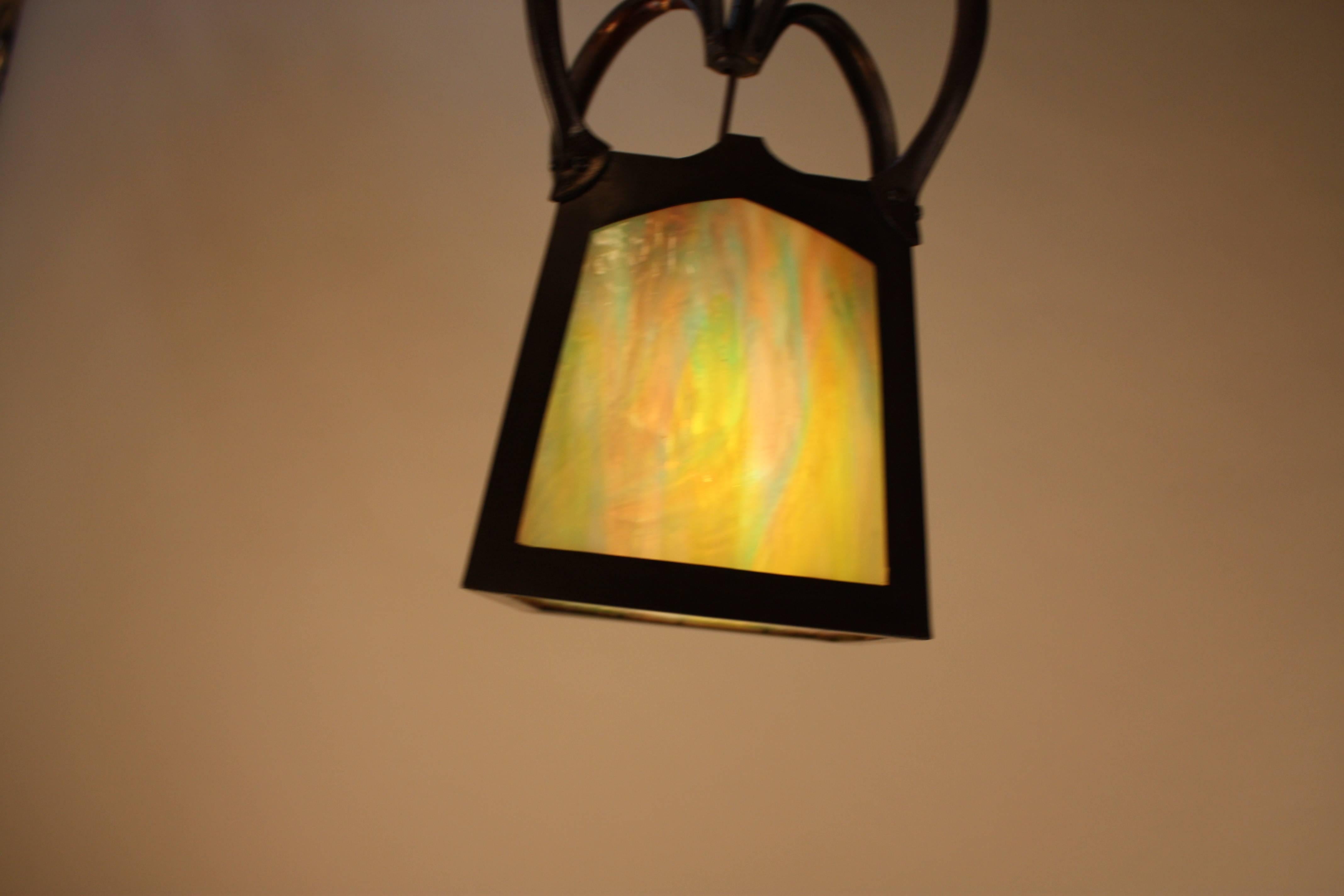 English Arts & Crafts / Art Nouveau Bronze Lantern In Good Condition In Fairfax, VA