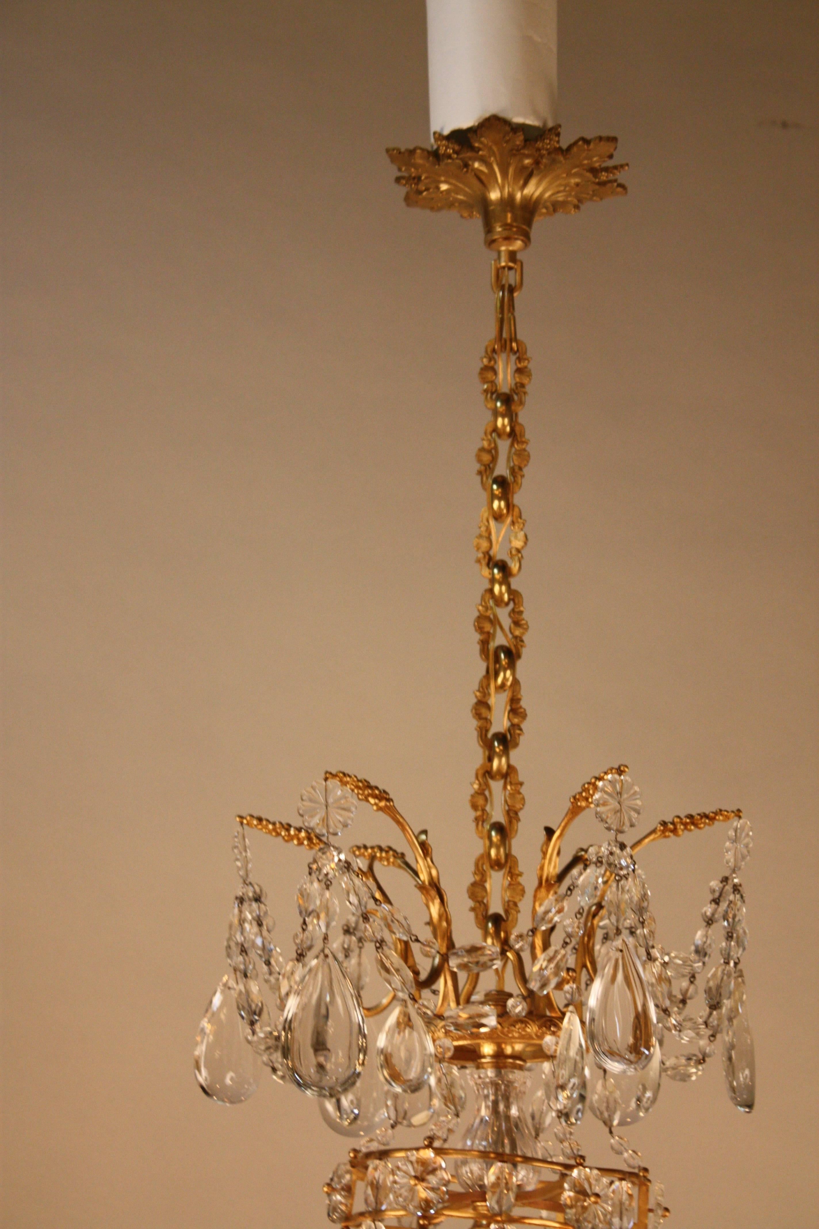 French High Quality Crystal and Bronze Chandelier by Baccarat