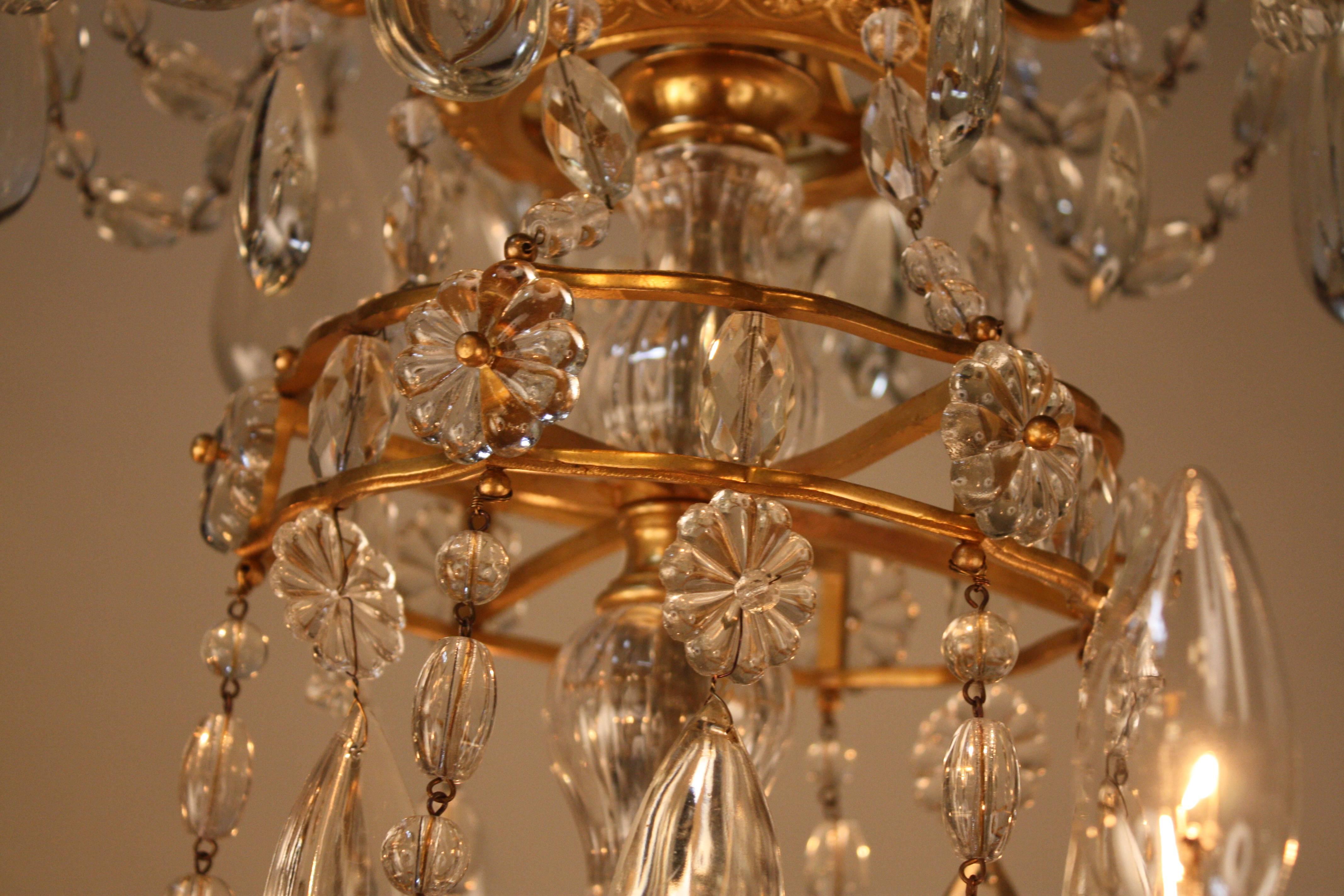 Early 20th Century High Quality Crystal and Bronze Chandelier by Baccarat
