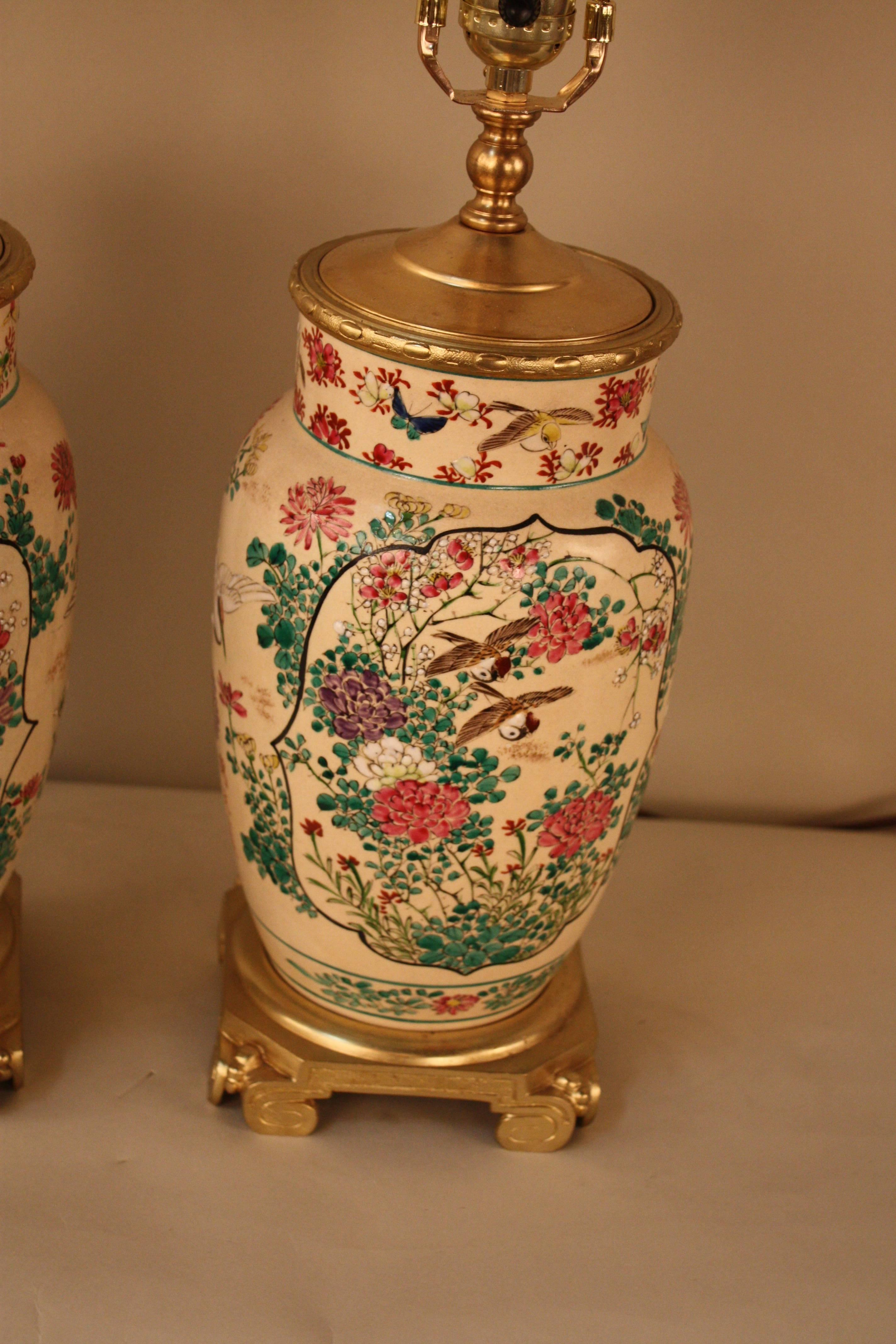 Pair of French 19th Century Porcelain and Bronze Lamps 2