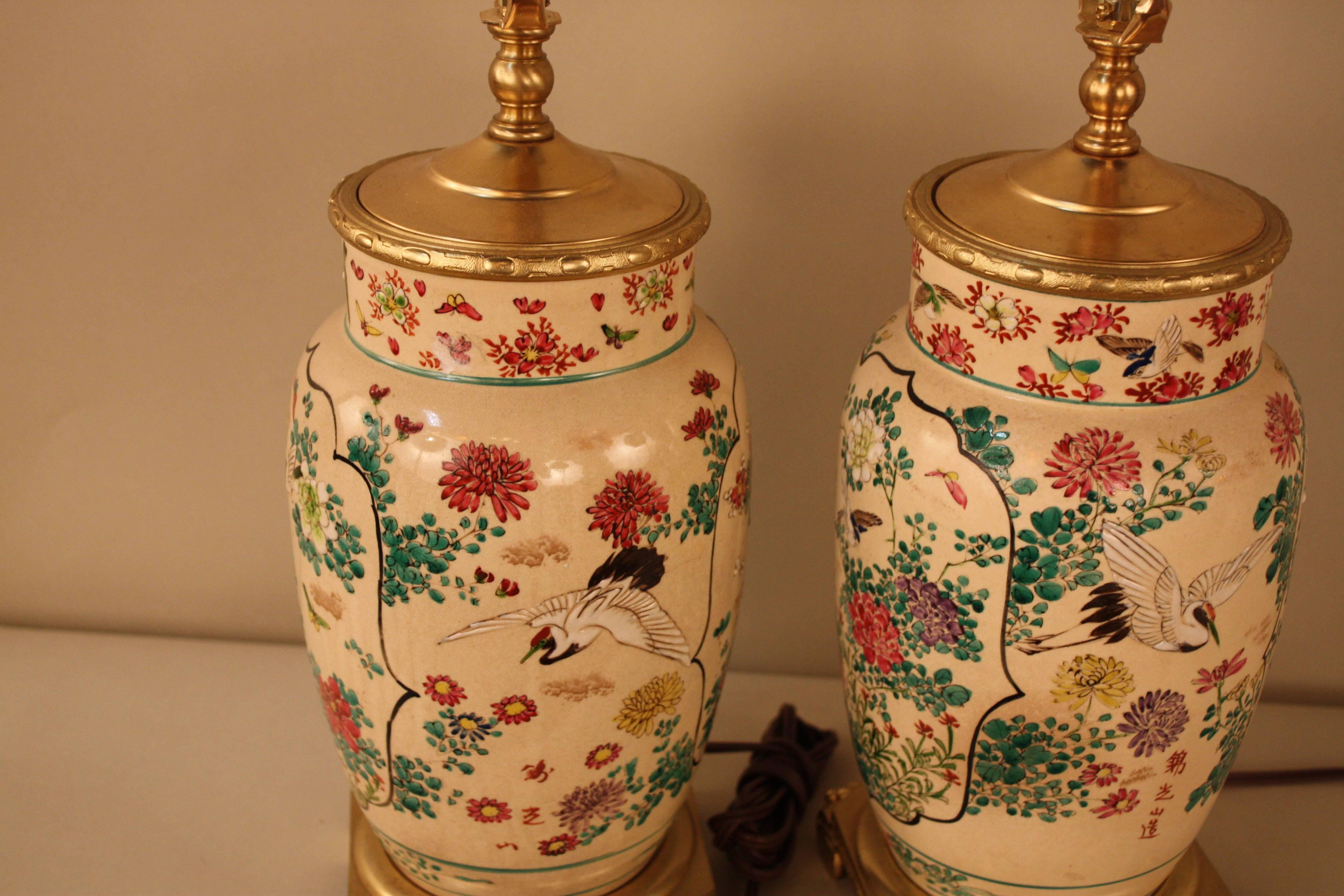 Pair of French 19th Century Porcelain and Bronze Lamps 6
