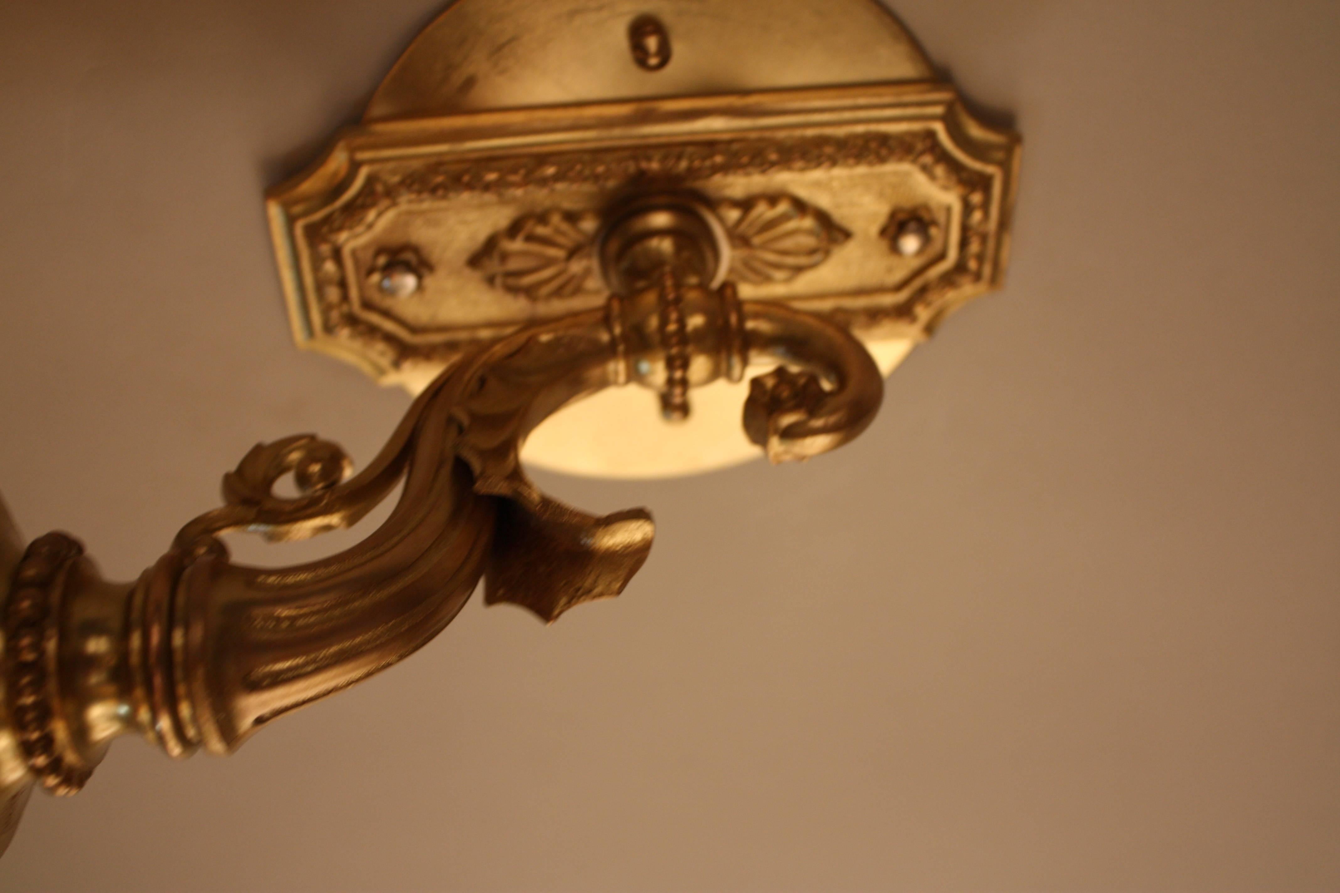 Pair of Bronze Torch Flame Glass Wall Sconces 2