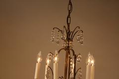 French Teardrop Crystal and Bronze Chandelier