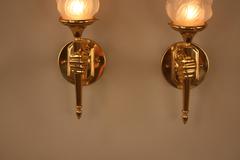 French Bronze Hand Hold Torch Wall Sconces