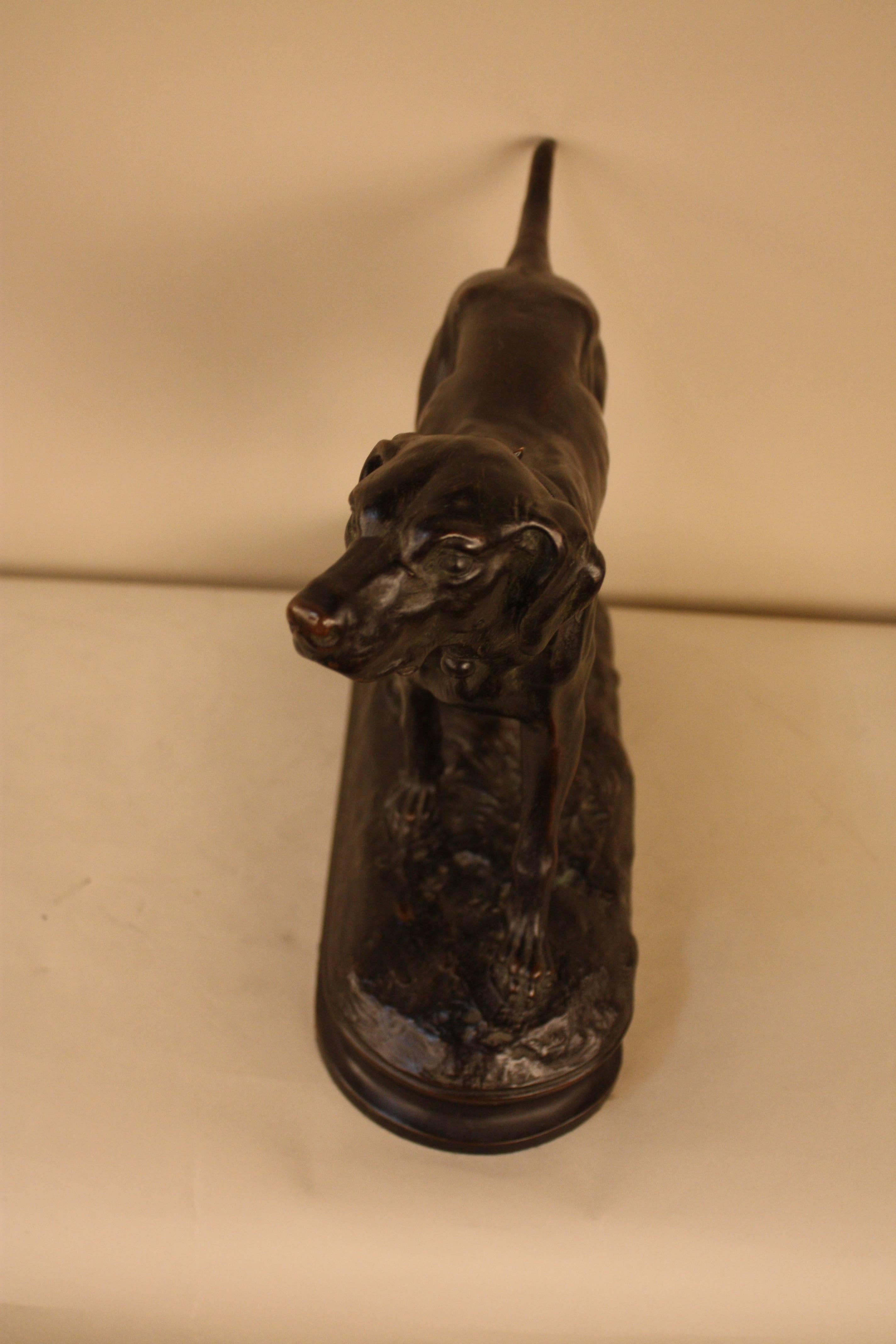 Bronze Sculpture of Hunting Dog by Alphonse Arson 2