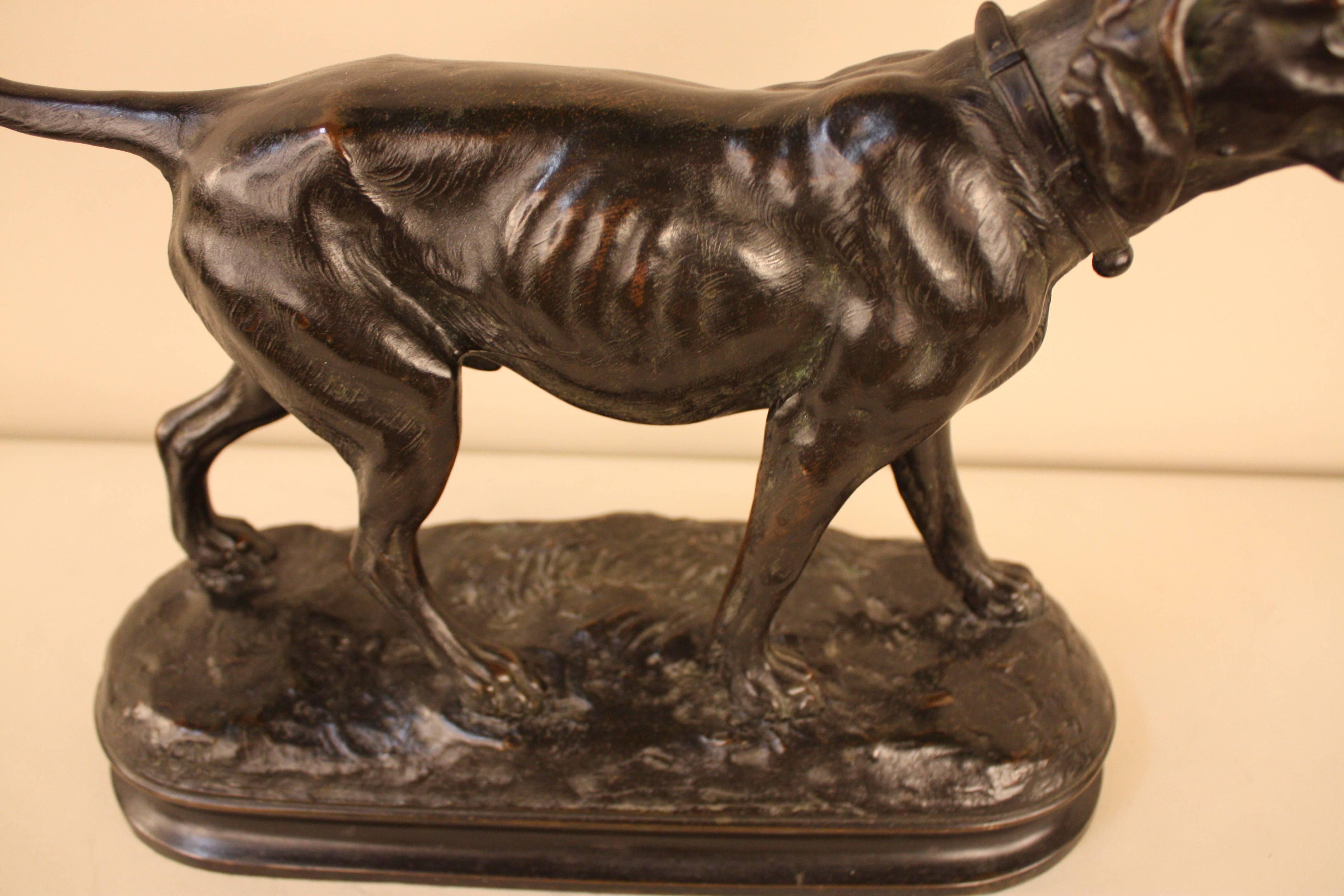 Bronze Sculpture of Hunting Dog by Alphonse Arson In Good Condition In Fairfax, VA