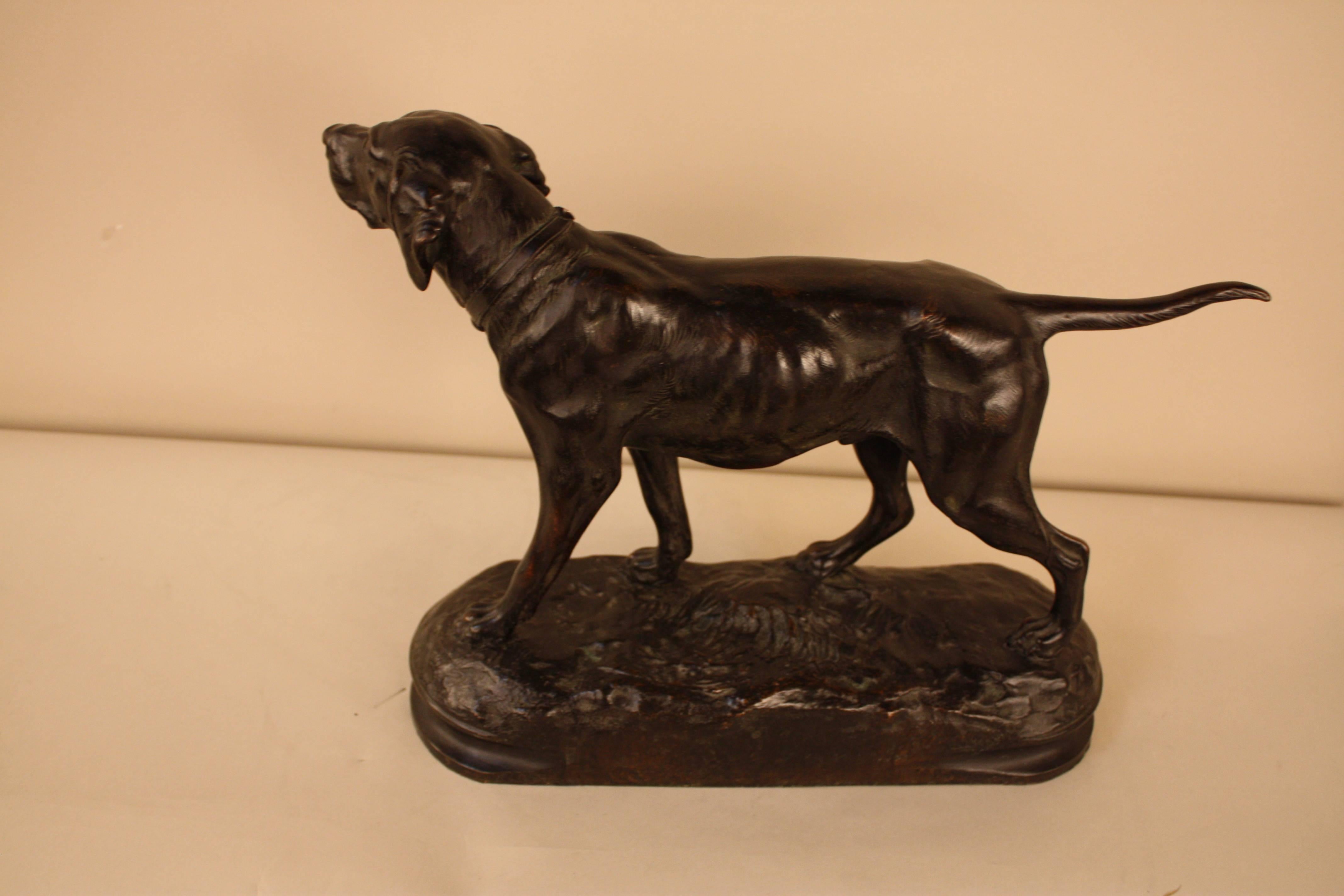 19th Century Bronze Sculpture of Hunting Dog by Alphonse Arson