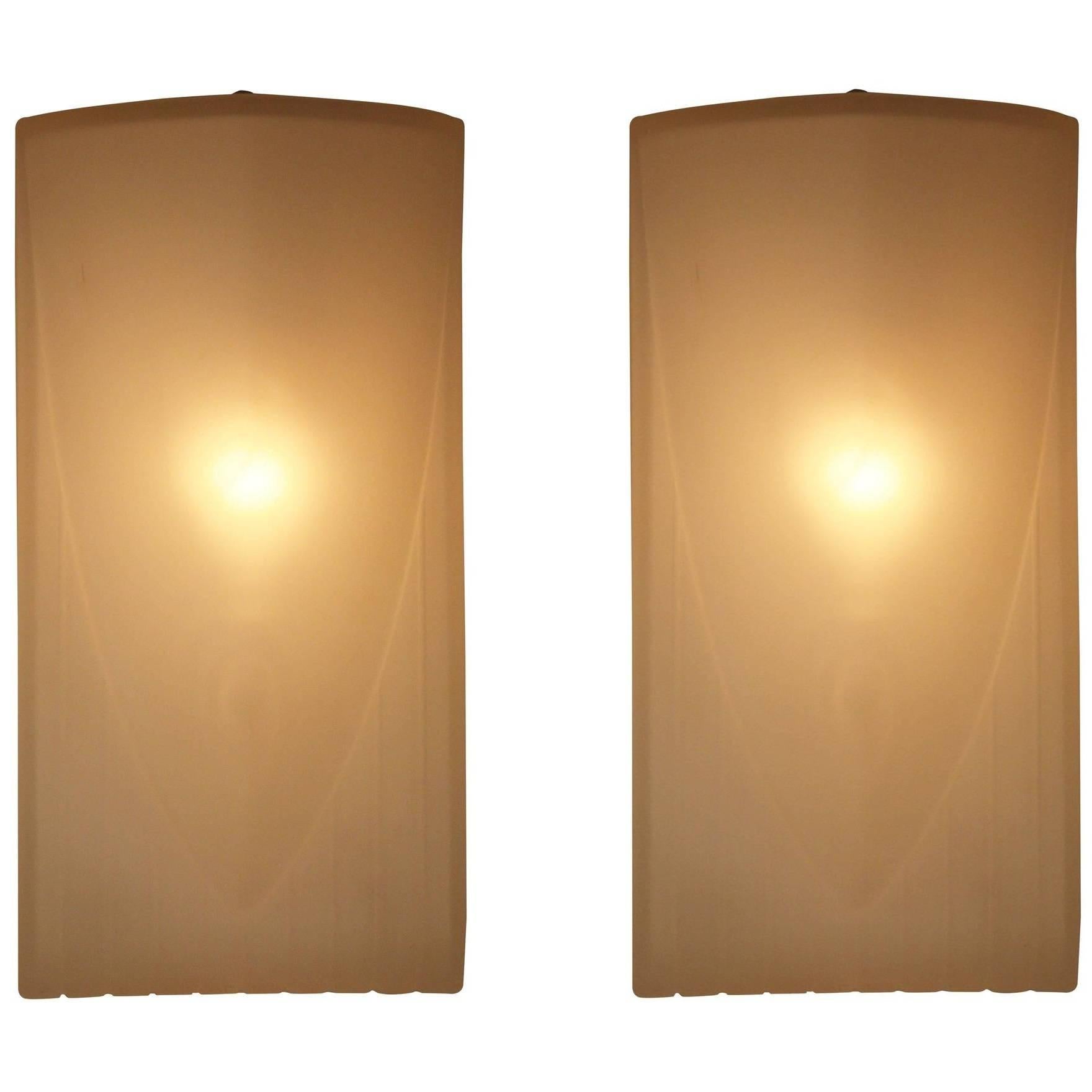 French 1970s Glass Wall Sconces