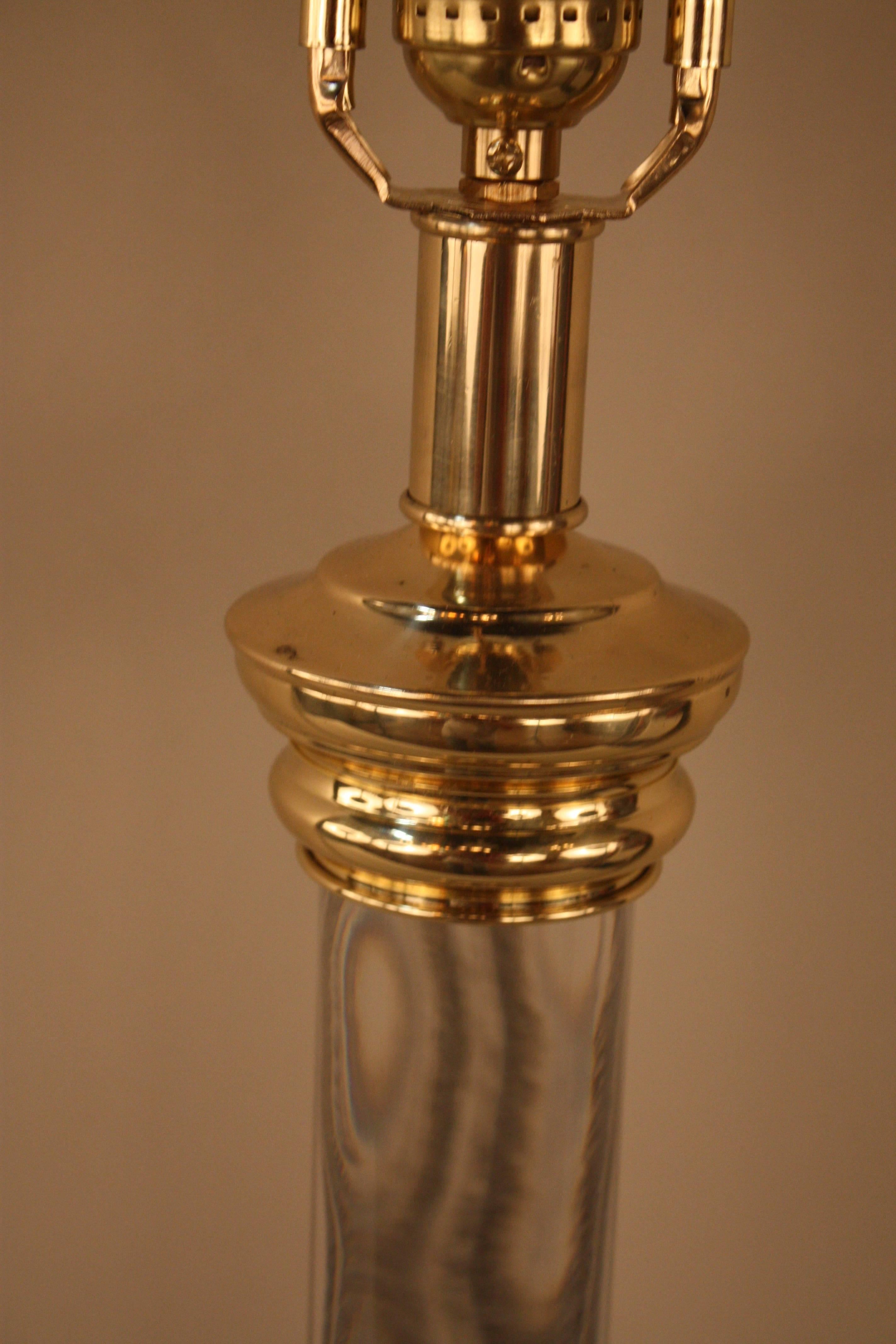 Late 20th Century Pair of Clear Lucite and Bronze Table Lamps