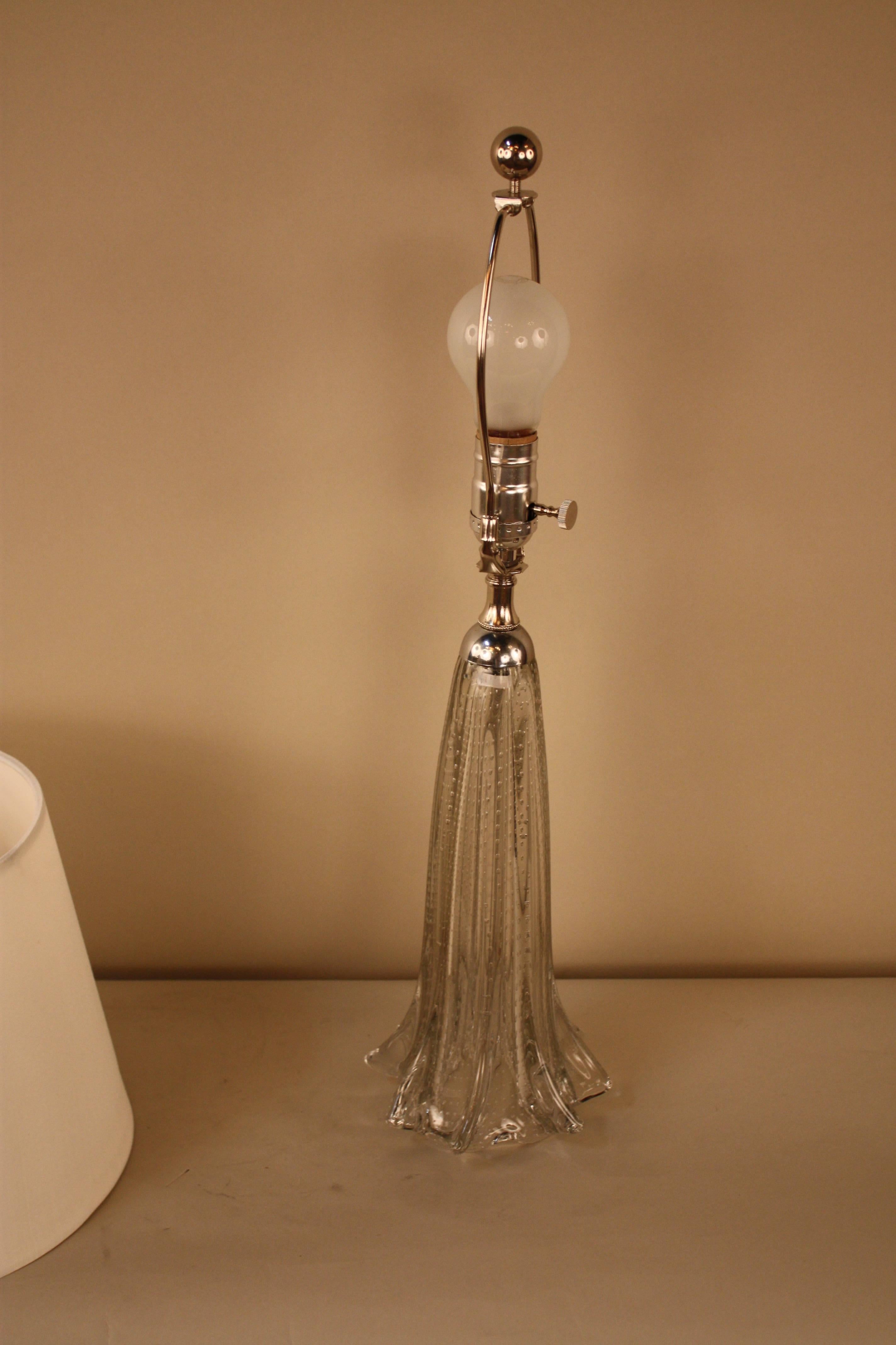 French Mid-Century Blown Glass Table Lamp In Good Condition In Fairfax, VA