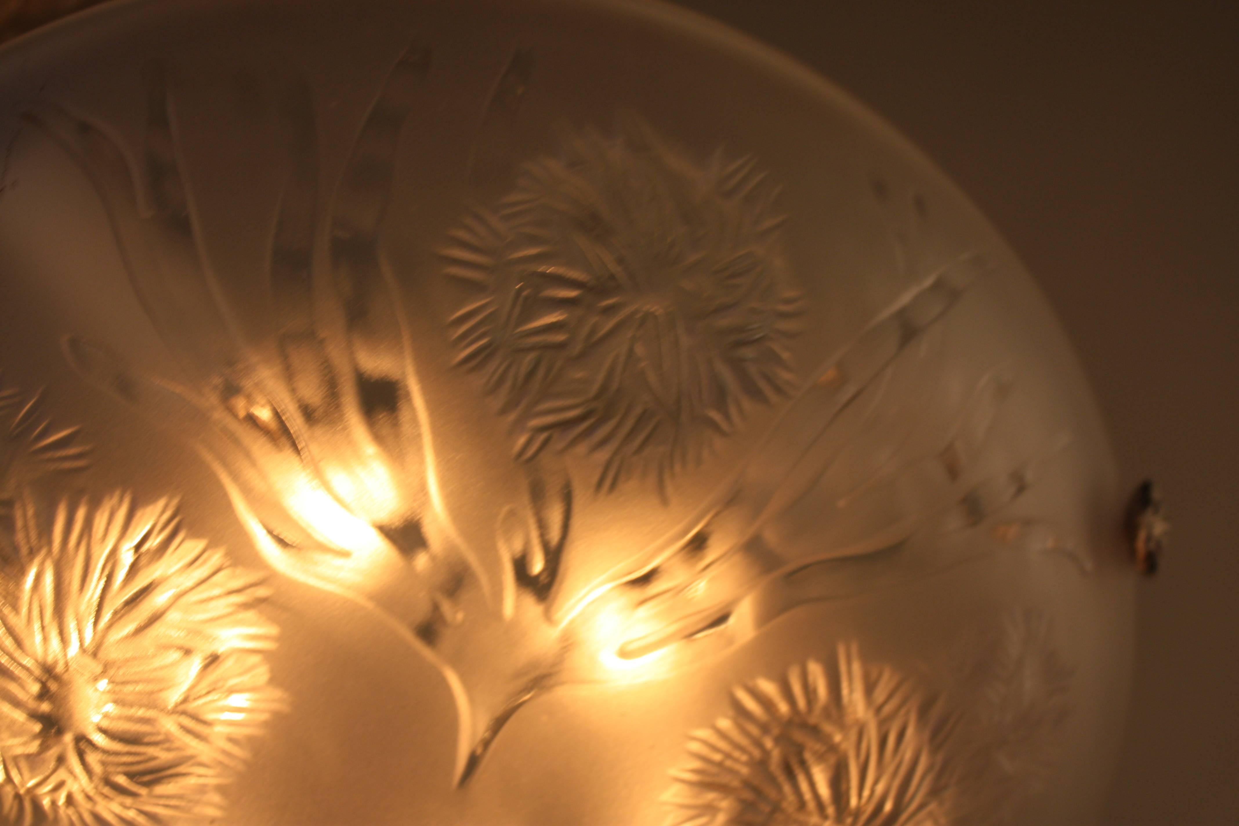 Art Deco Sea Urchin Design Glass Chandelier by Sabino 5