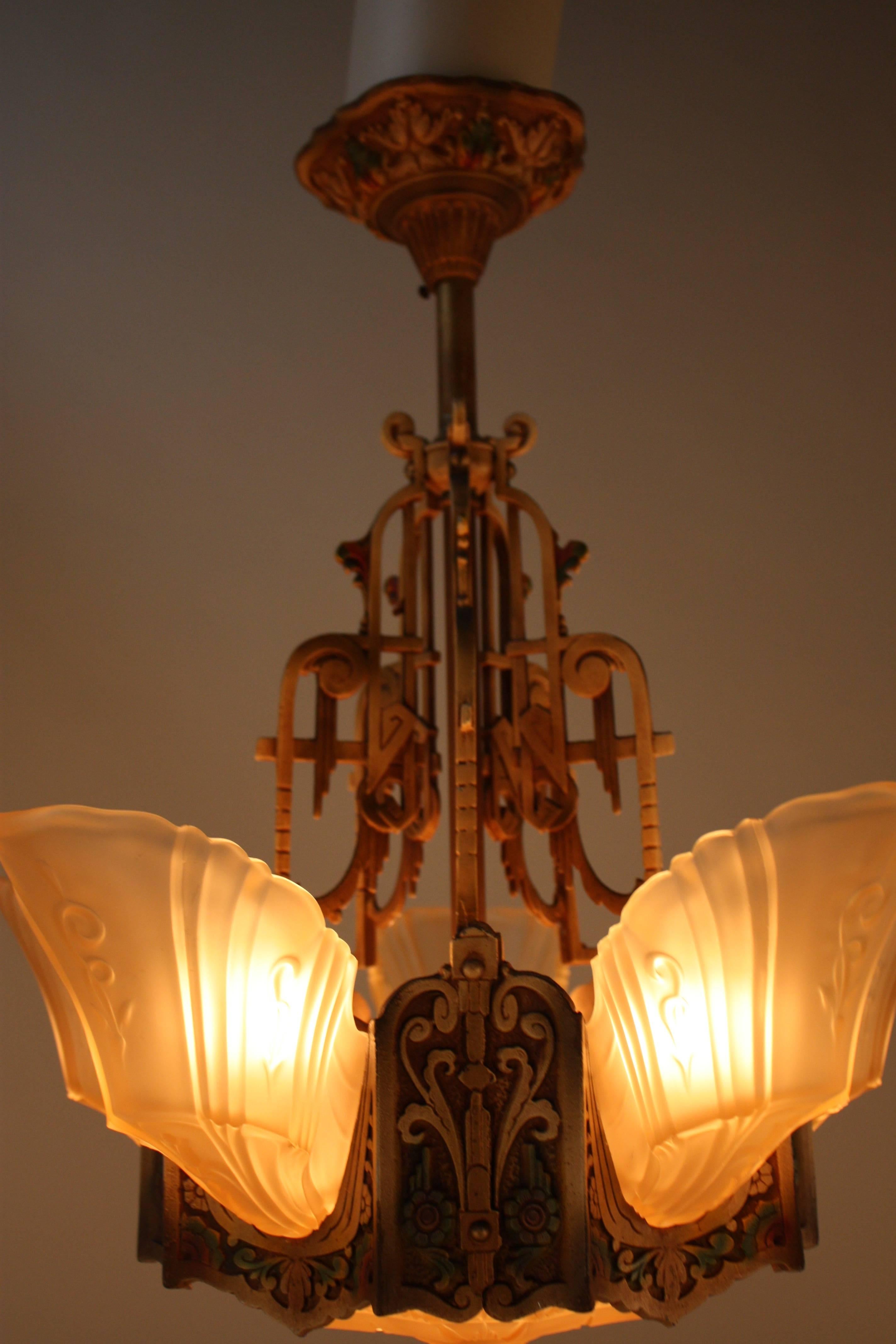American Art Deco Chandelier by Lightolier In Good Condition In Fairfax, VA