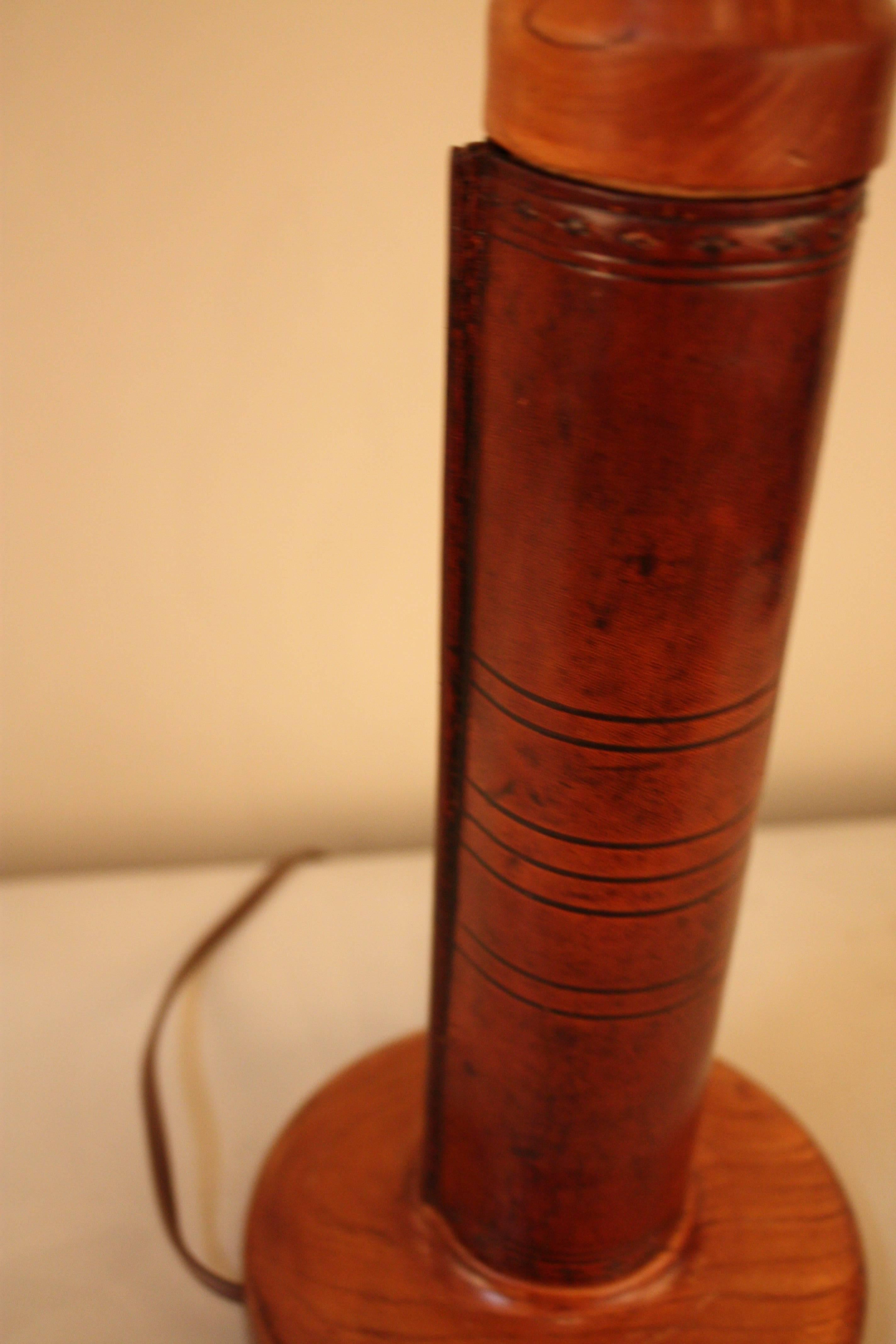 Table Lamp with Stitched Leather Column 1