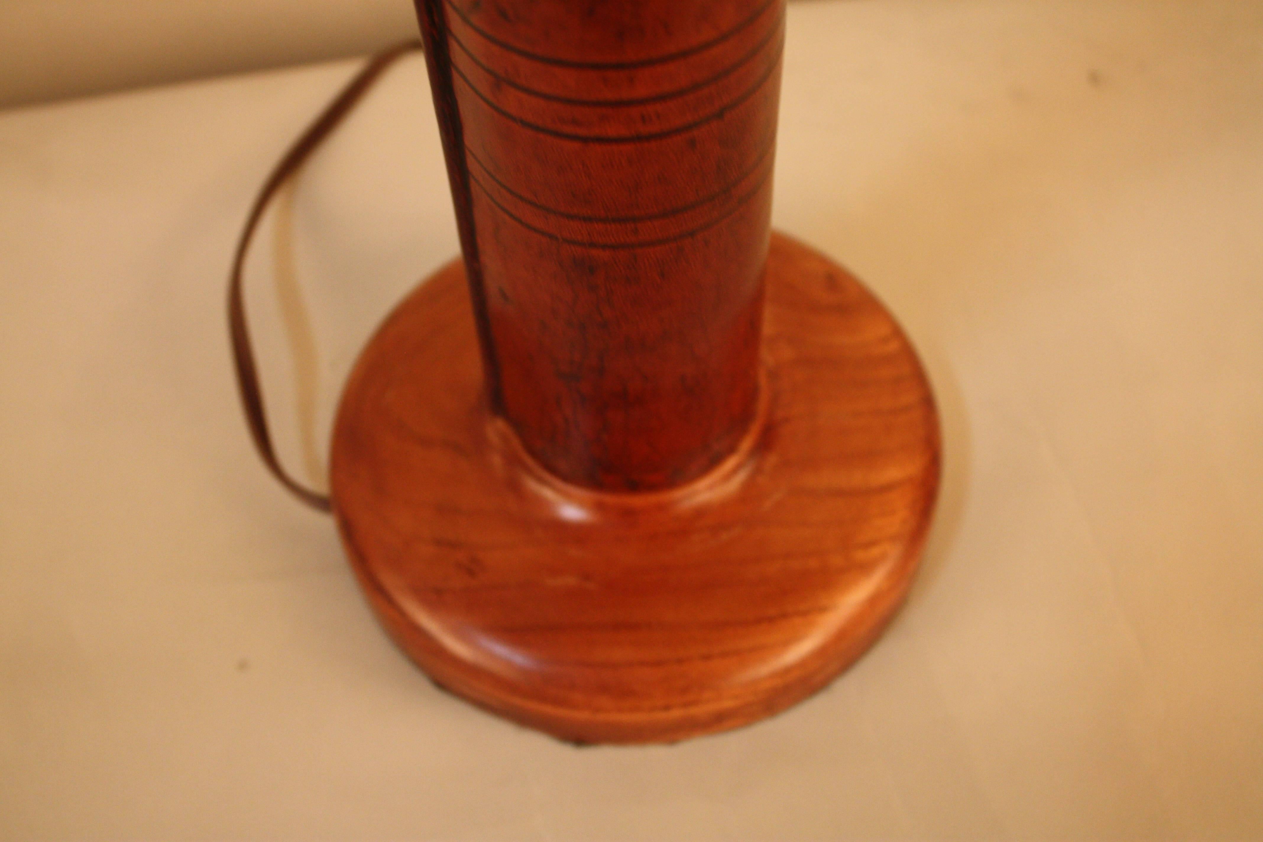 Paper Table Lamp with Stitched Leather Column