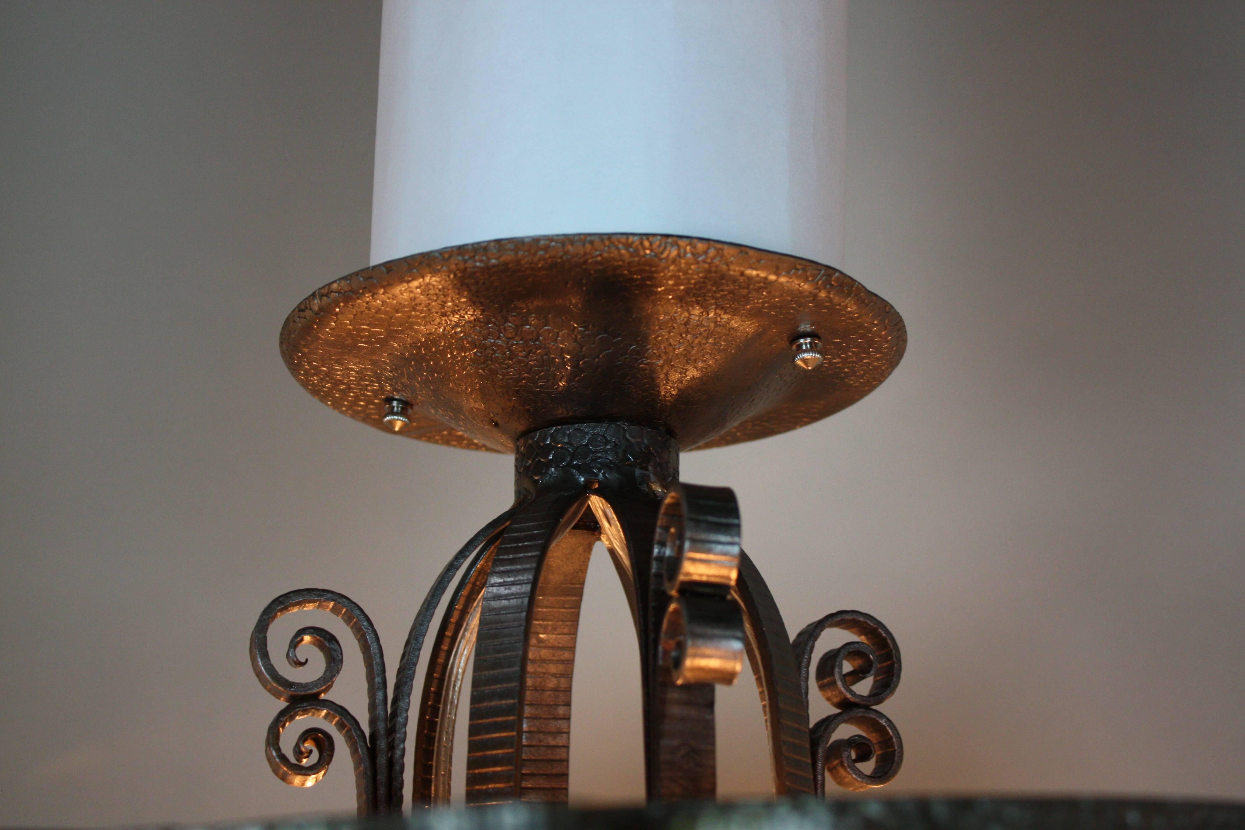 French Art Deco Flush Mount Chandelier by Degue 2