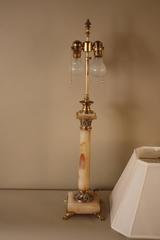 French 19th Century Bronze and Onyx Electrified Table Lamp