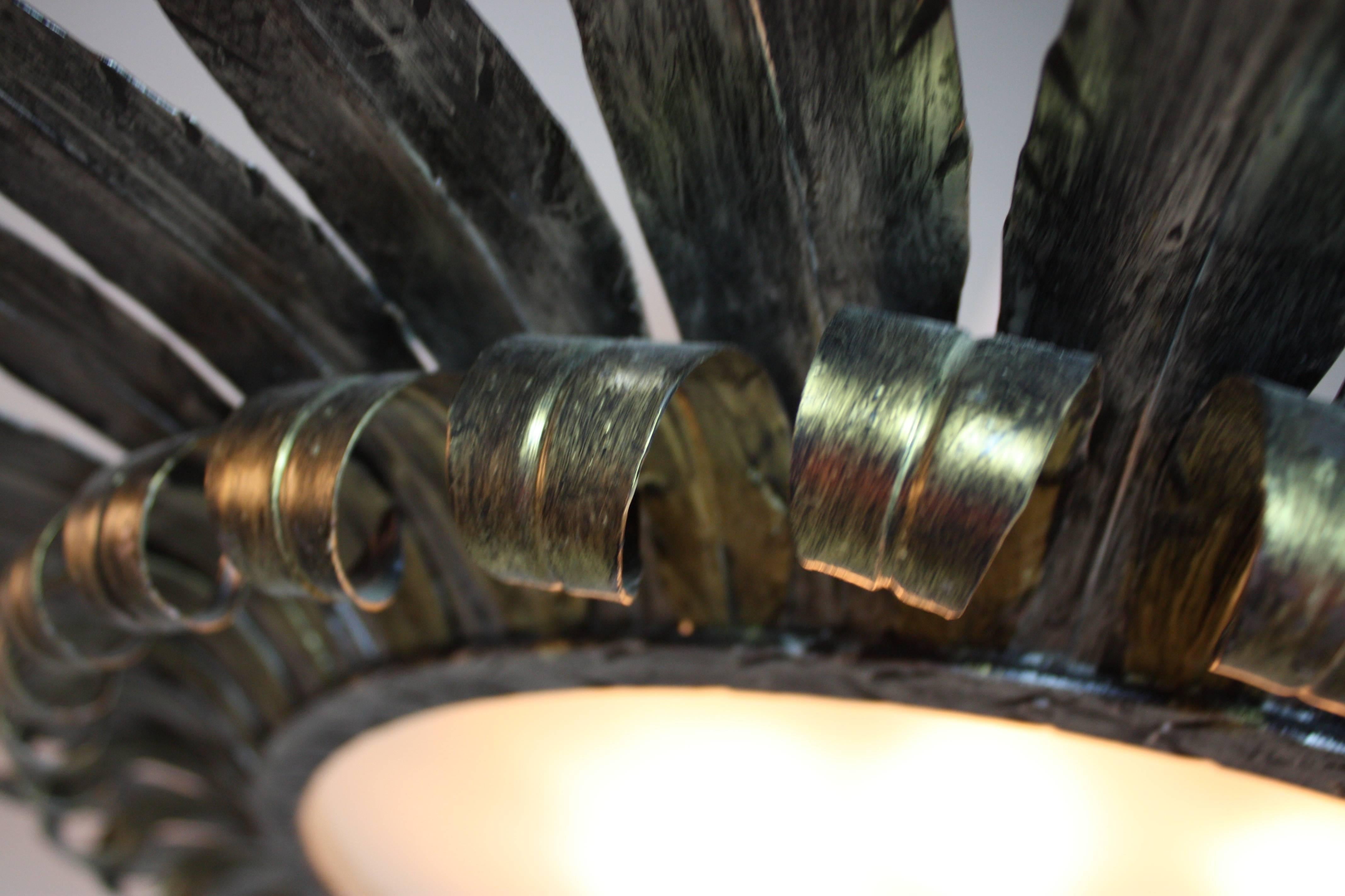 Glass Sun Burst Spanish Flush Mount Lighting