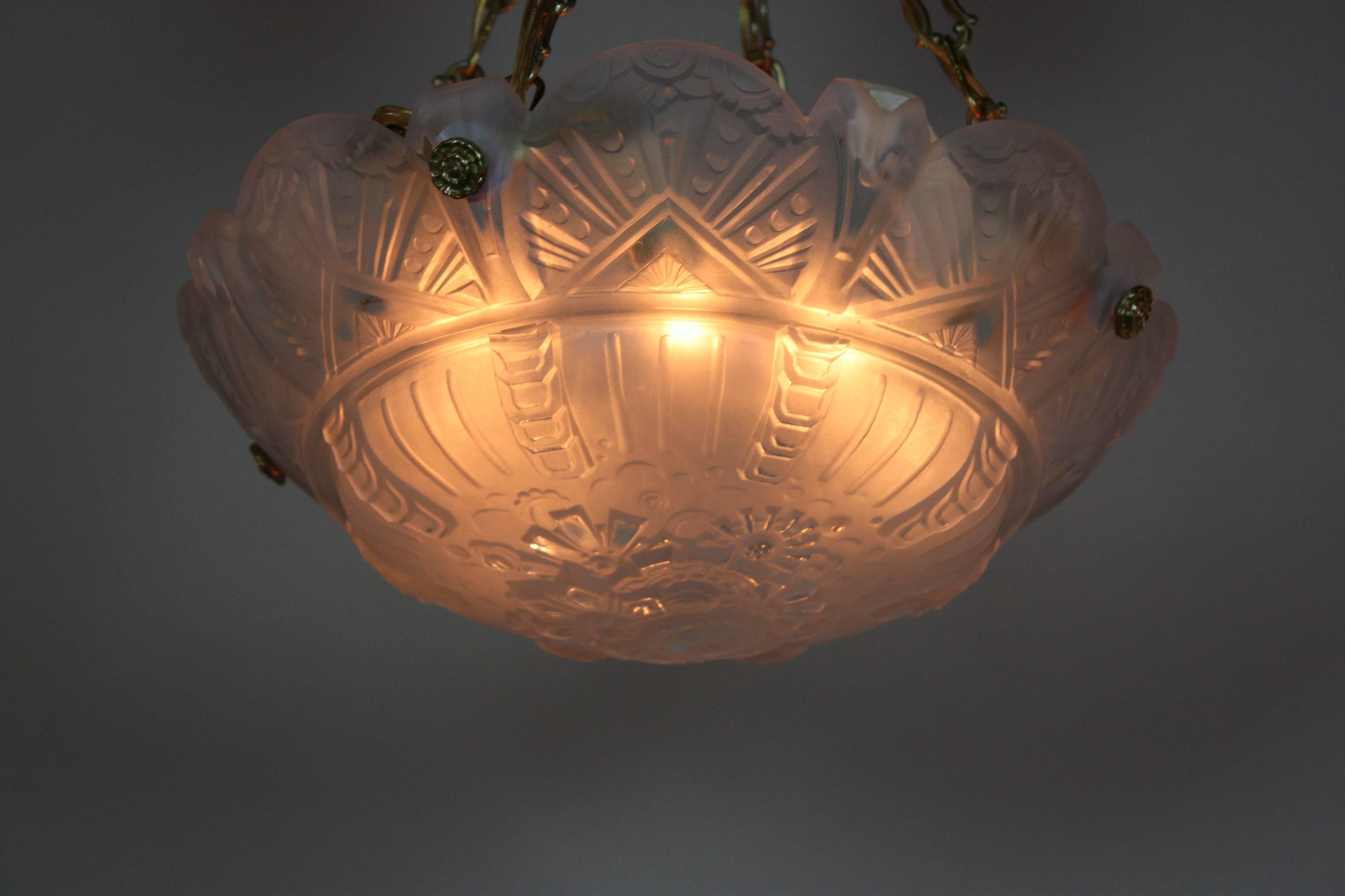 French Superb Art Deco Chandelier by Muller Freres