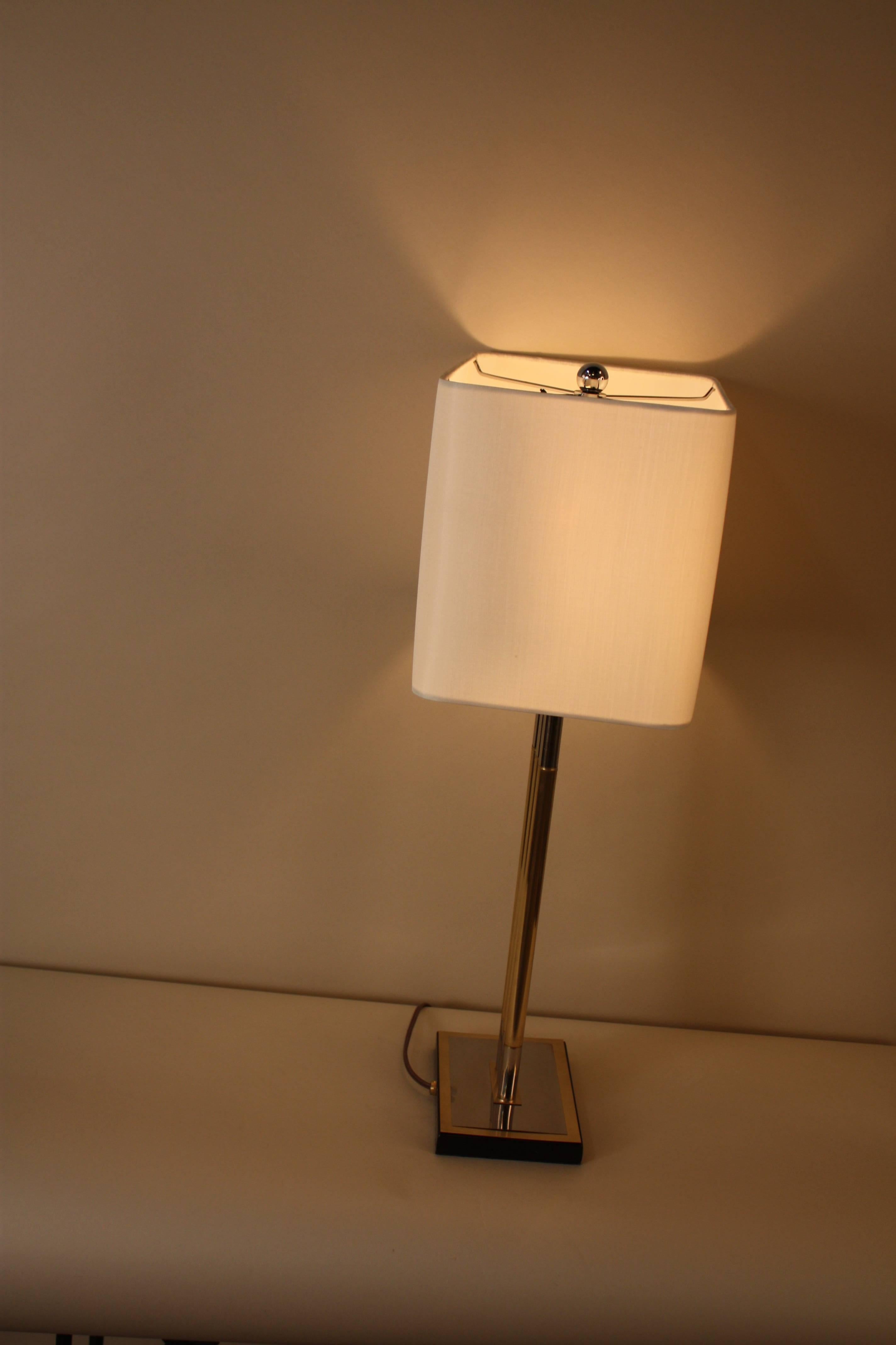 1970s Modern Nickel and Bronze Table Lamp In Good Condition In Fairfax, VA